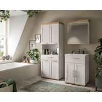Badezimmer Verona Lärchefarben/Eiche Artisan - Silberfarben/Lärchefarben, Trend, Glas/Keramik (135cm) - MID.YOU