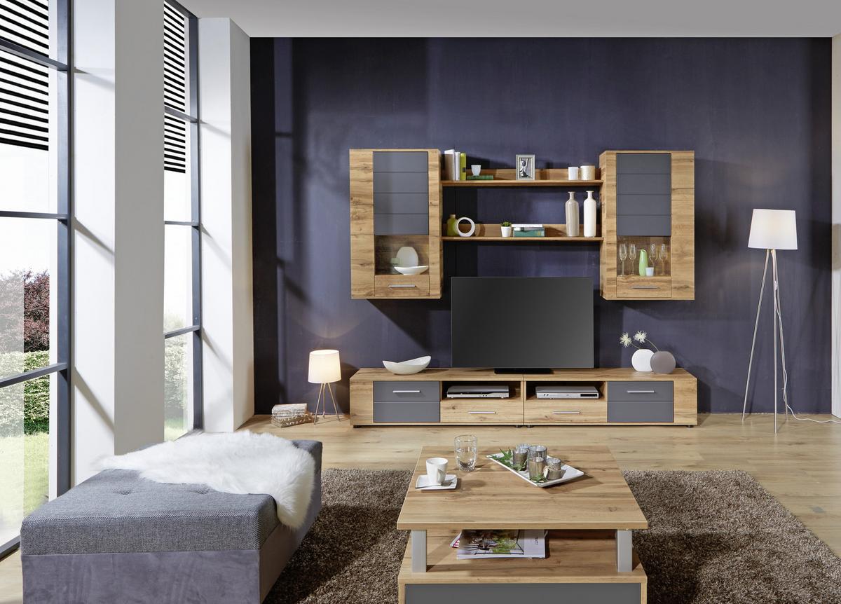 Dnevni Regal Fargo, Barva Hrasta, Siva, Led - siva/barve hrasta, Moderno (240/192/38cm) - Mömax
