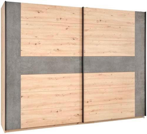 Schwebetürenschrank Chanton Eichefarben ca. 270x210x63cm - Eichefarben/Dunkelgrau, MODERN, Holzwerkstoff/Kunststoff (270/210/63cm) - Mömax