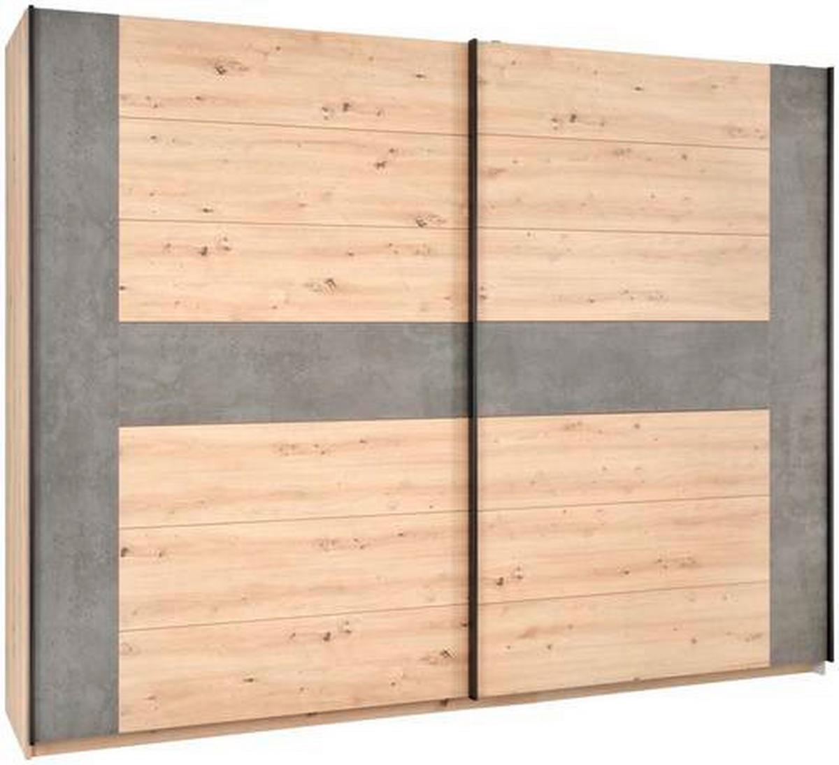 Schwebetürenschrank in Betonoptik/Artisan Eiche - Eichefarben/Dunkelgrau, Modern, Holzwerkstoff/Kunststoff (270/210/63cm) - Mömax