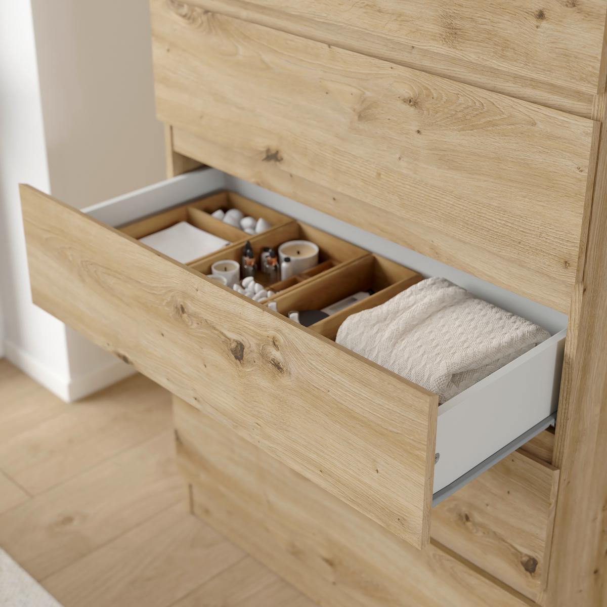 Kommode Mara 5 Eiche - Eiche Artisan, KONVENTIONELL, Holz (77/125/42cm) - Mömax