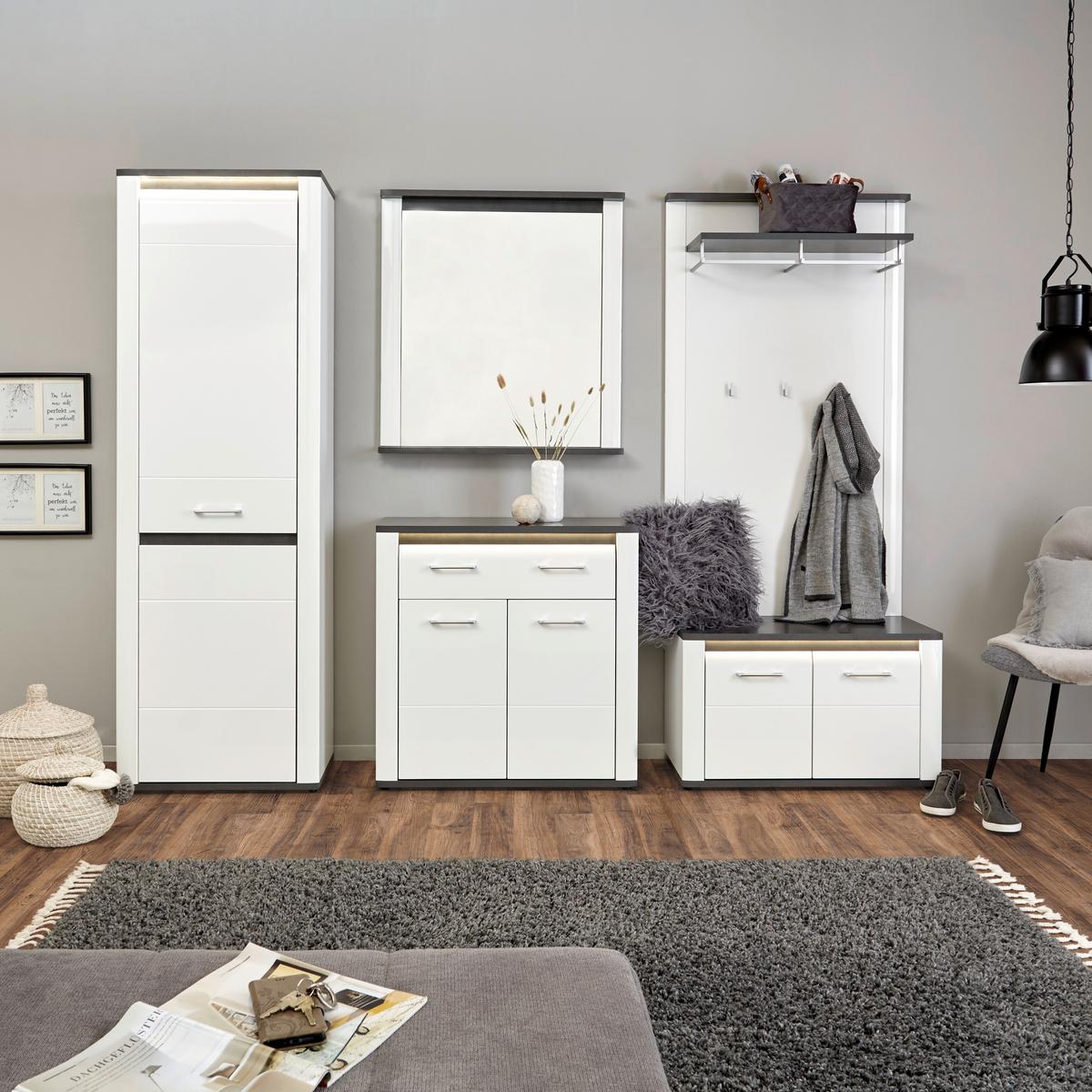 Panou cuier Alassio - alb, Modern, material pe bază de lemn (85/148,5/30cm) - Modern Living