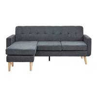 Wohnlandschaft Tamara in Dunkelgrau - Dunkelgrau/Naturfarben, Modern, Holz/Textil (198/83/143cm) - Bessagi Home