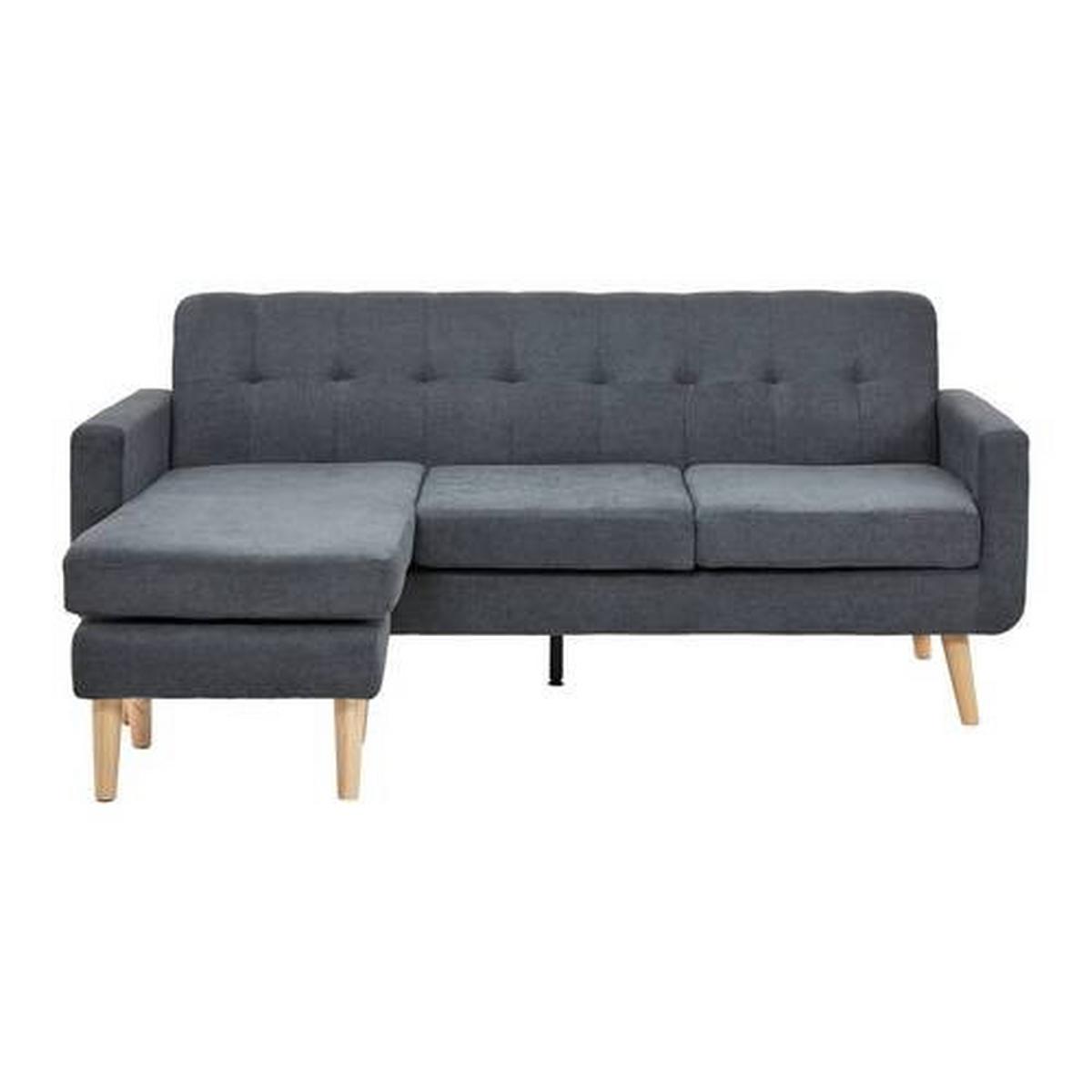 Wohnlandschaft Tamara in Dunkelgrau - Dunkelgrau/Naturfarben, Modern, Holz/Textil (198/83/143cm) - Bessagi Home