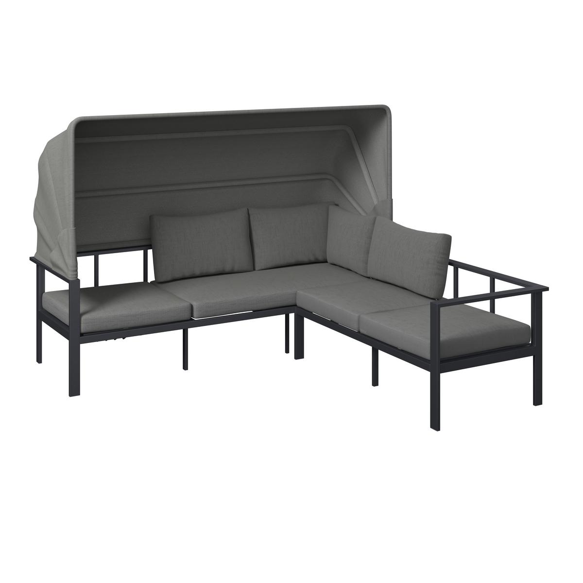 Loungegarnitur Bigi Grau/Beige - Beige/Anthrazit, Basics, Glas/Textil (120/68/65cm)