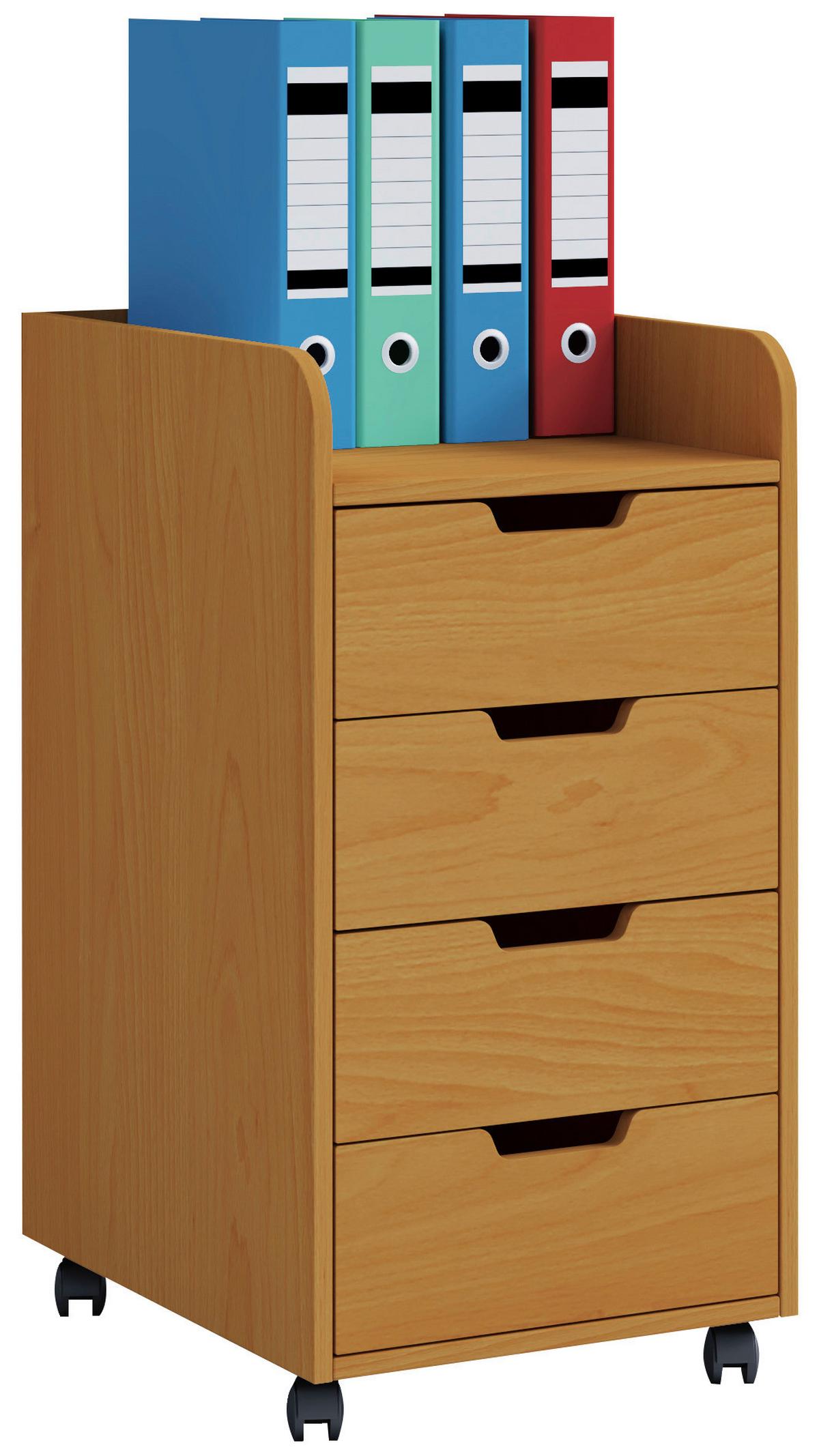 Rollcontainer Konal Maxi Buchefarben - Buchefarben, KONVENTIONELL, Holzwerkstoff/Kunststoff (40/74/50cm) - MID.YOU