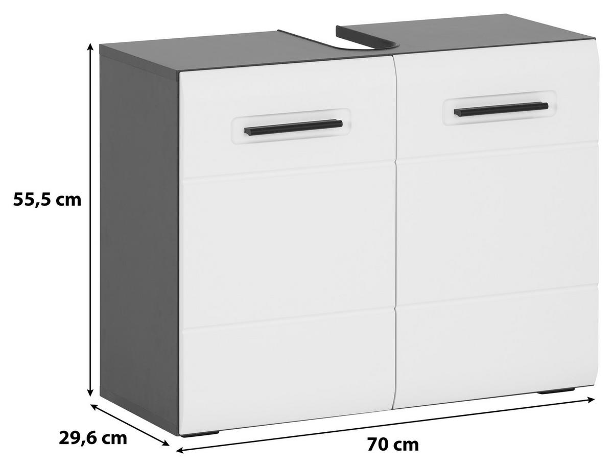 Ormarić Ispod Umivaonika Pearl New - bela/antracit, Konvencionalno, pločasti materijal/plastika (70/55,5/29,6cm)