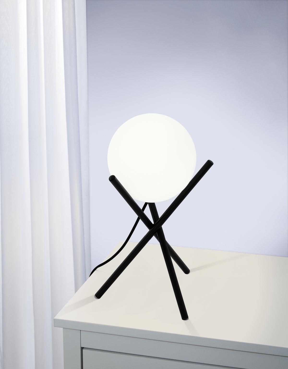 Tischleuchte Castellato in Schwarz max. 28 Watt - Schwarz/Weiß, Design, Glas/Metall (21/33cm) - Eglo