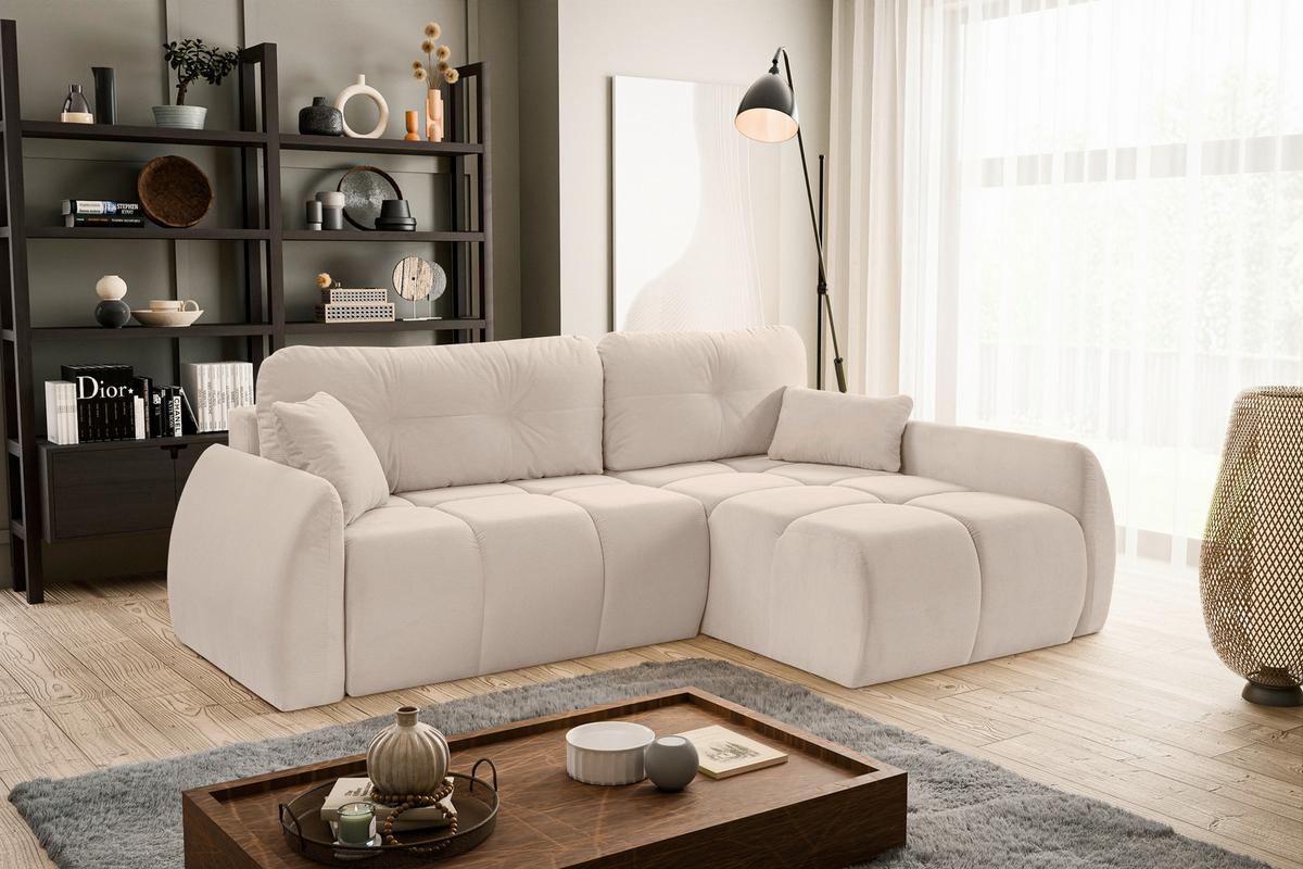 Ecksofa Sancho Long Beige - Beige/Schwarz, Basics, Holz/Kunststoff (255/155cm) - MID.YOU