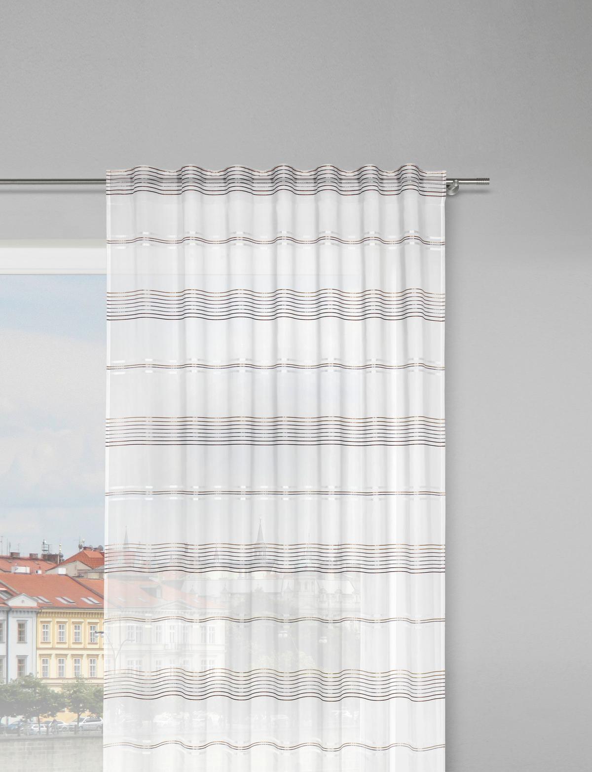 Készfüggöny Louis 140/245 - barna/fehér, Konventionell, textil (140/245cm) - Modern Living