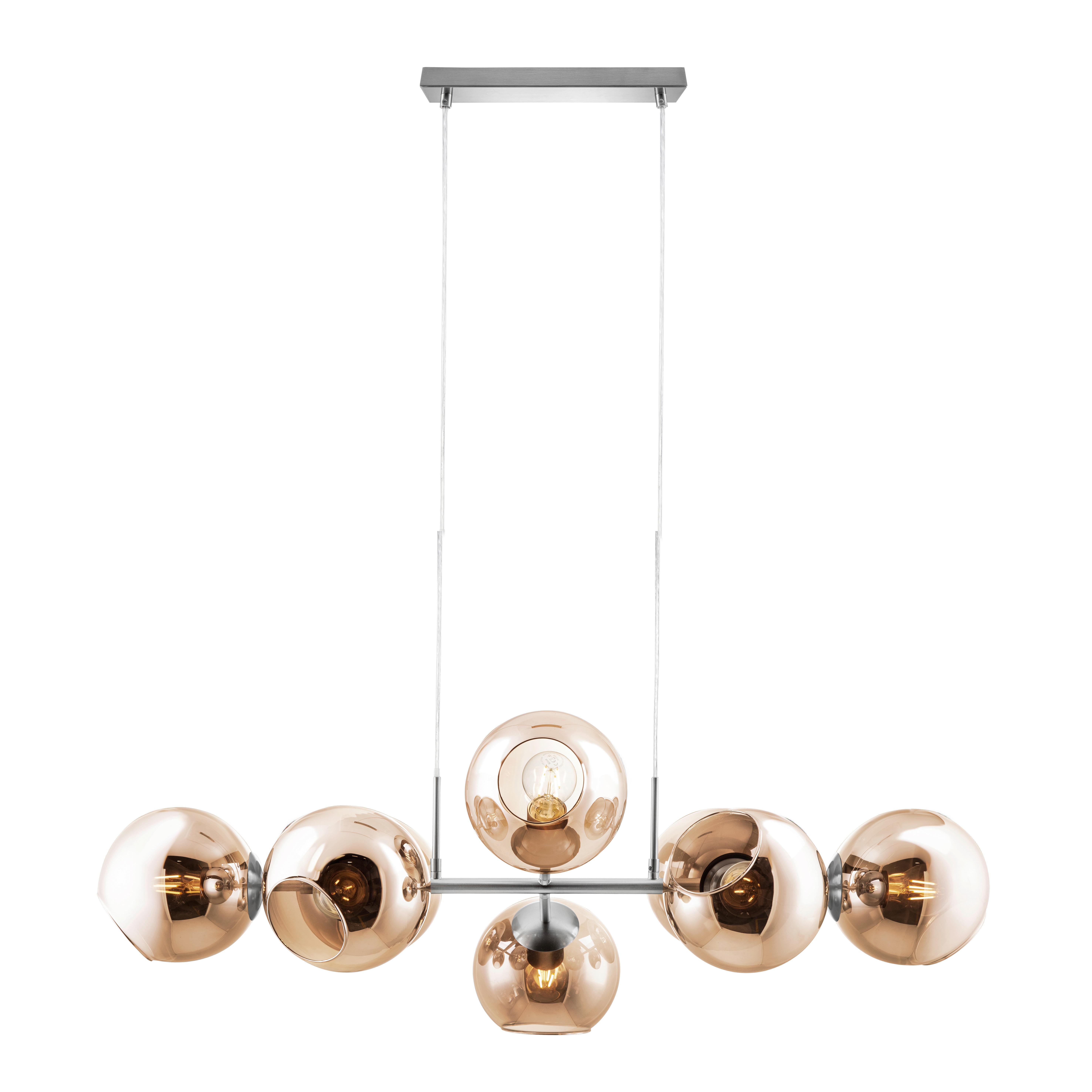 HÄNGELEUCHTE 31240823 PILAR - Orange/Nickelfarben, Design, Glas/Metall (100/38/150cm) - Globo