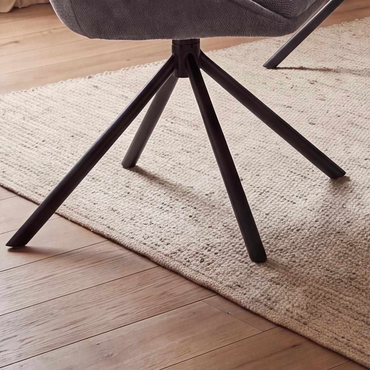 Armlehnstuhl Maira Dunkelgrau Webstoff Drehbar Gepolstert - Dunkelgrau/Schwarz, MODERN, Textil/Metall (59,5/93/66cm) - Bessagi Home