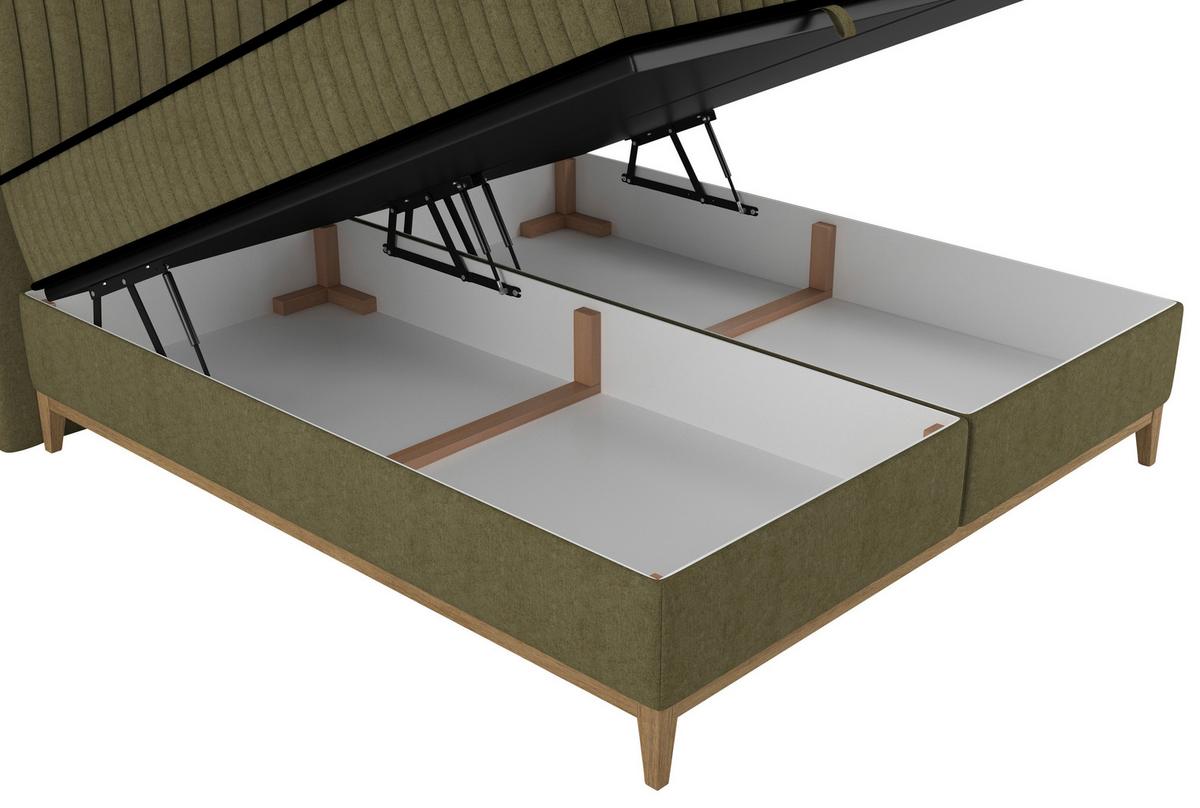 Bett Elena Olivgrün ca. 200x200cm - Olivgrün, KONVENTIONELL, Holz/Holzwerkstoff (200/200cm) - Sembella