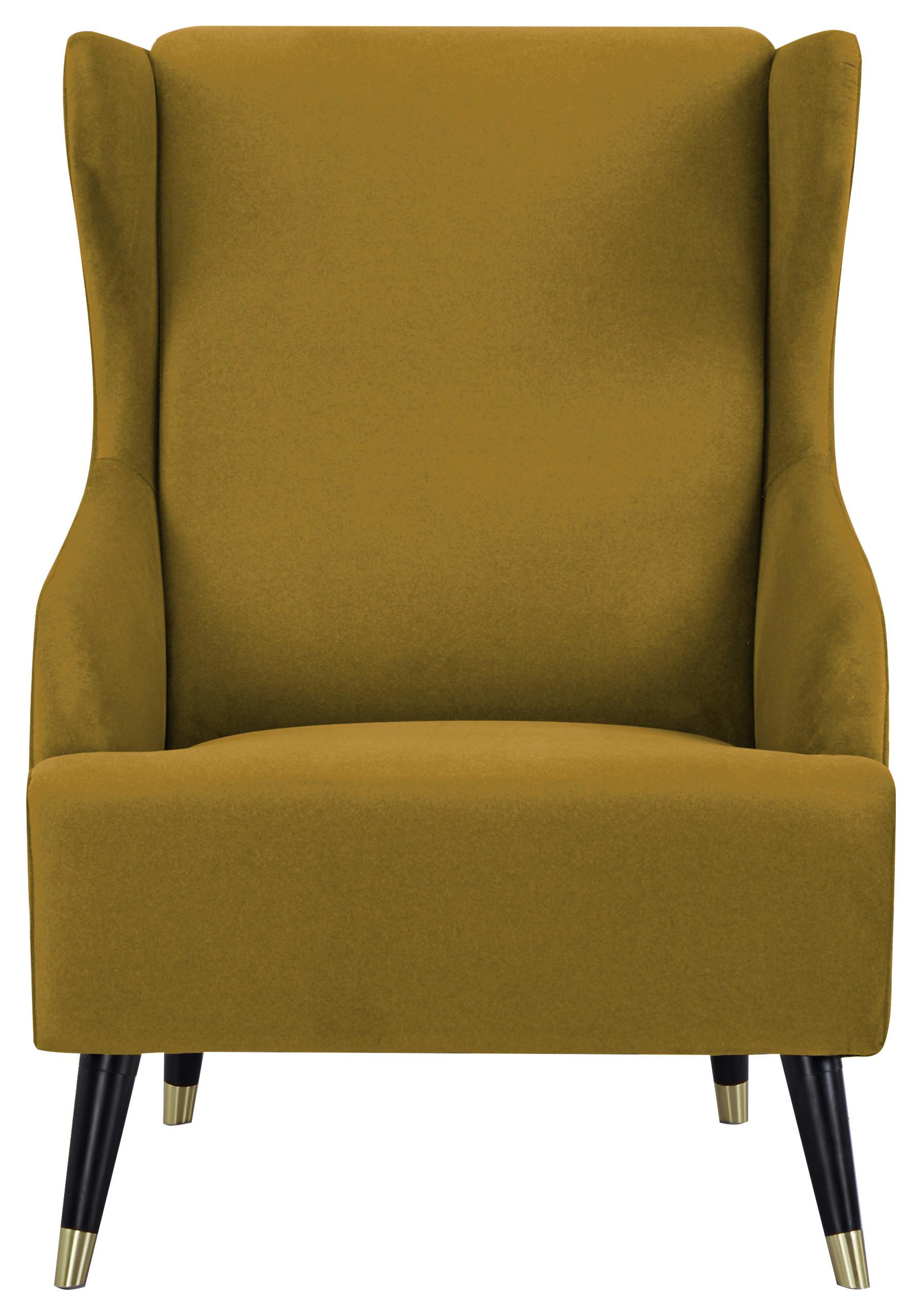 Fotelja Tiffany - žuta/crna, Moderno, drvo/tekstil (71/102/95cm) - Ondega