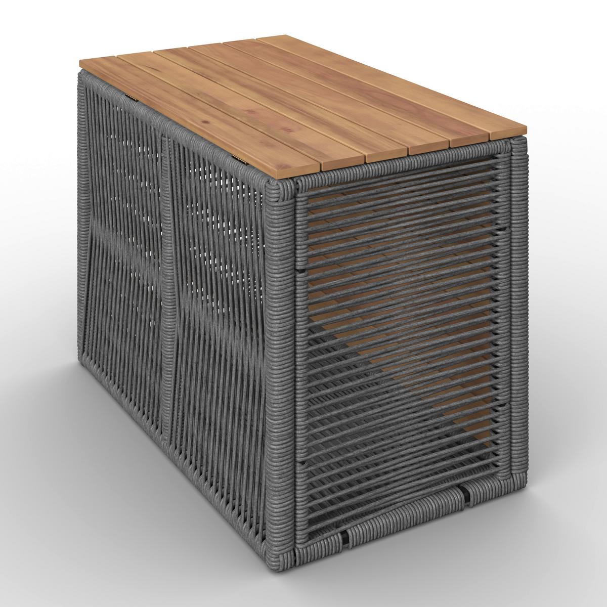 Loungegarnitur Marilou Grau Outdoorgewebe/Kunststoff/Holz - Grau/Akaziefarben, MODERN, Holz/Kunststoff - Bessagi Garden