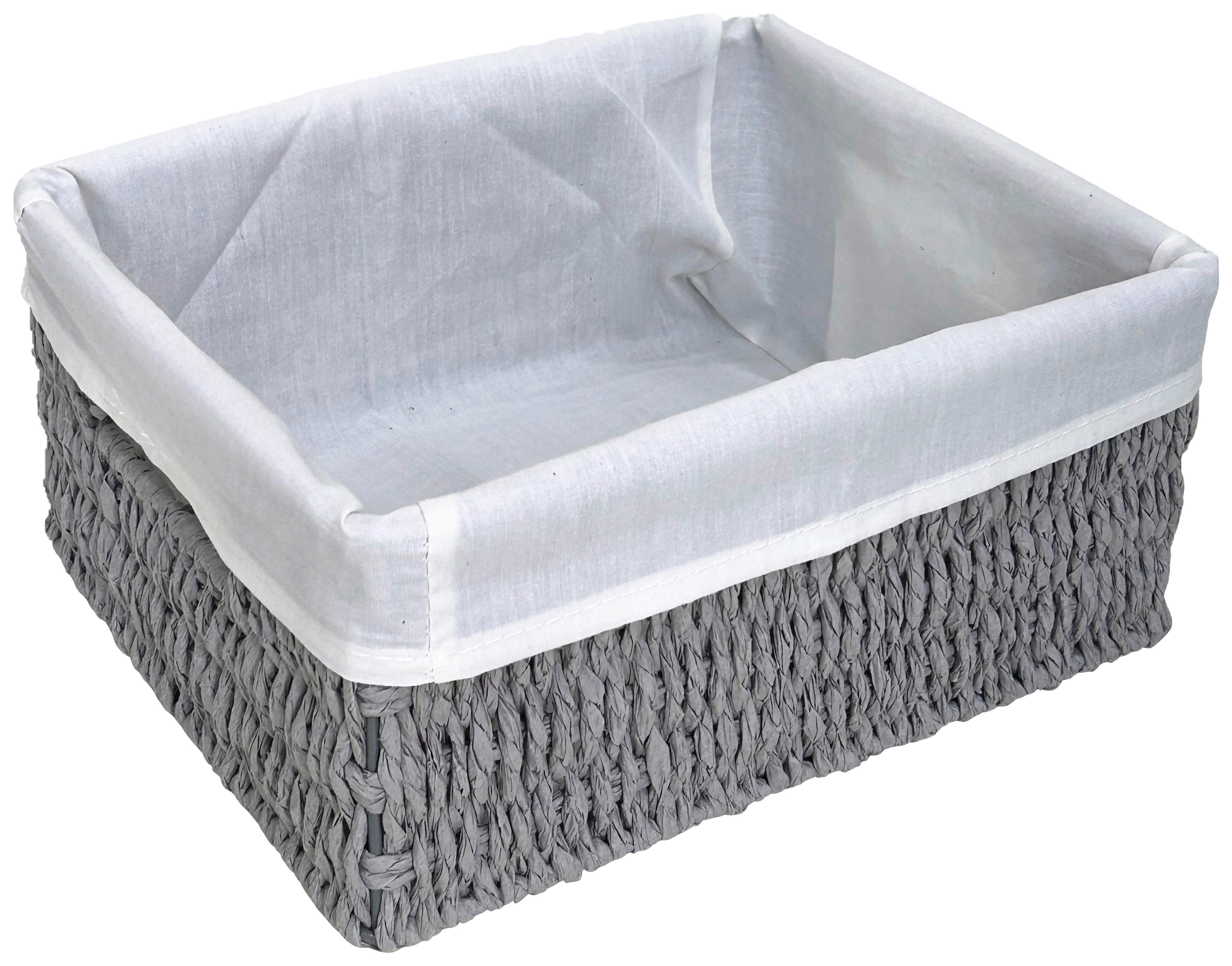 Aufbewahrungskörbchen Sally-S Grau - Weiss/Grau, Papier/Textil (24/20/10cm) - Mömax