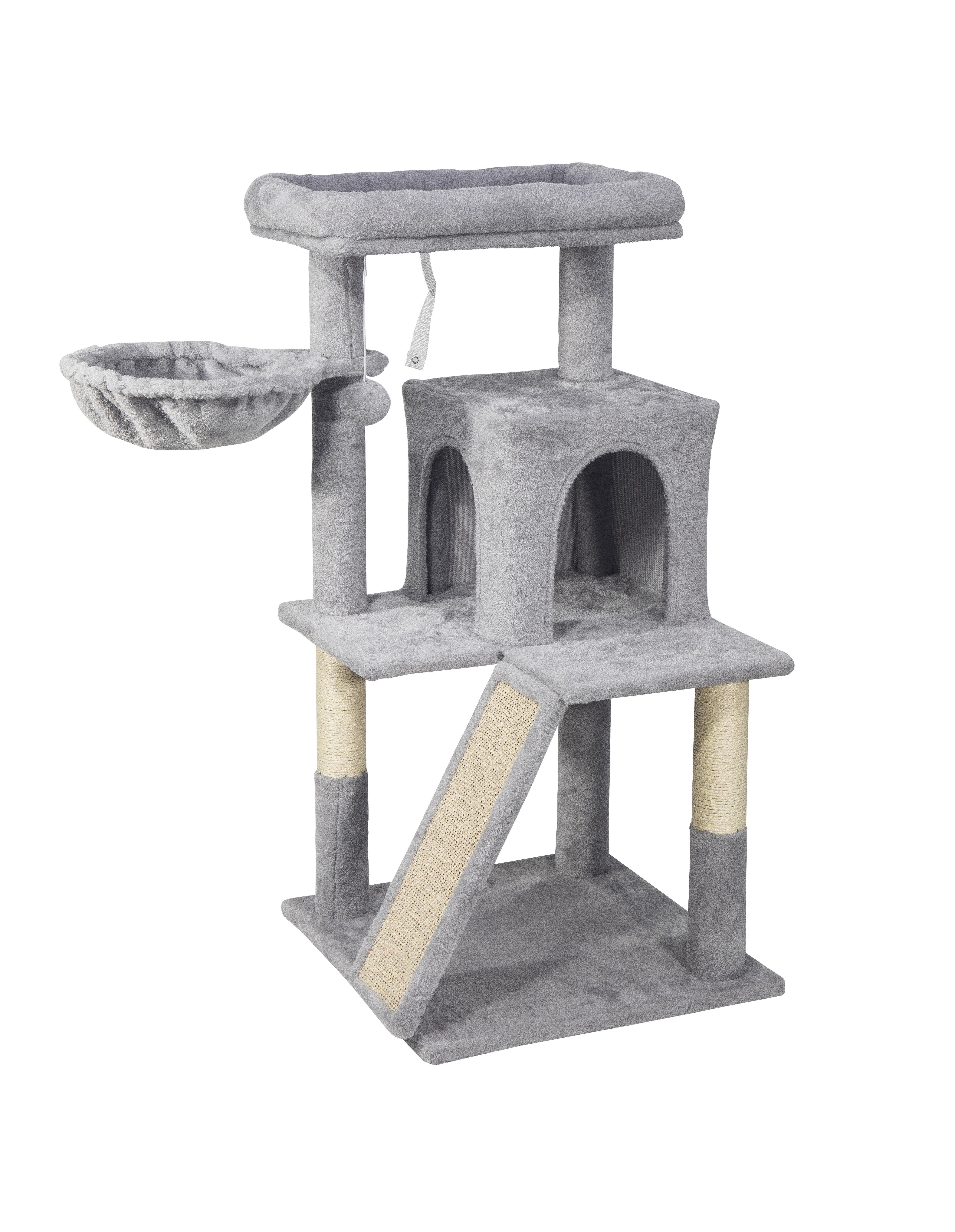 Kratzbaum Kitten Grau - Grau, KONVENTIONELL, Karton/Holzwerkstoff (48/48/96cm) - Mömax