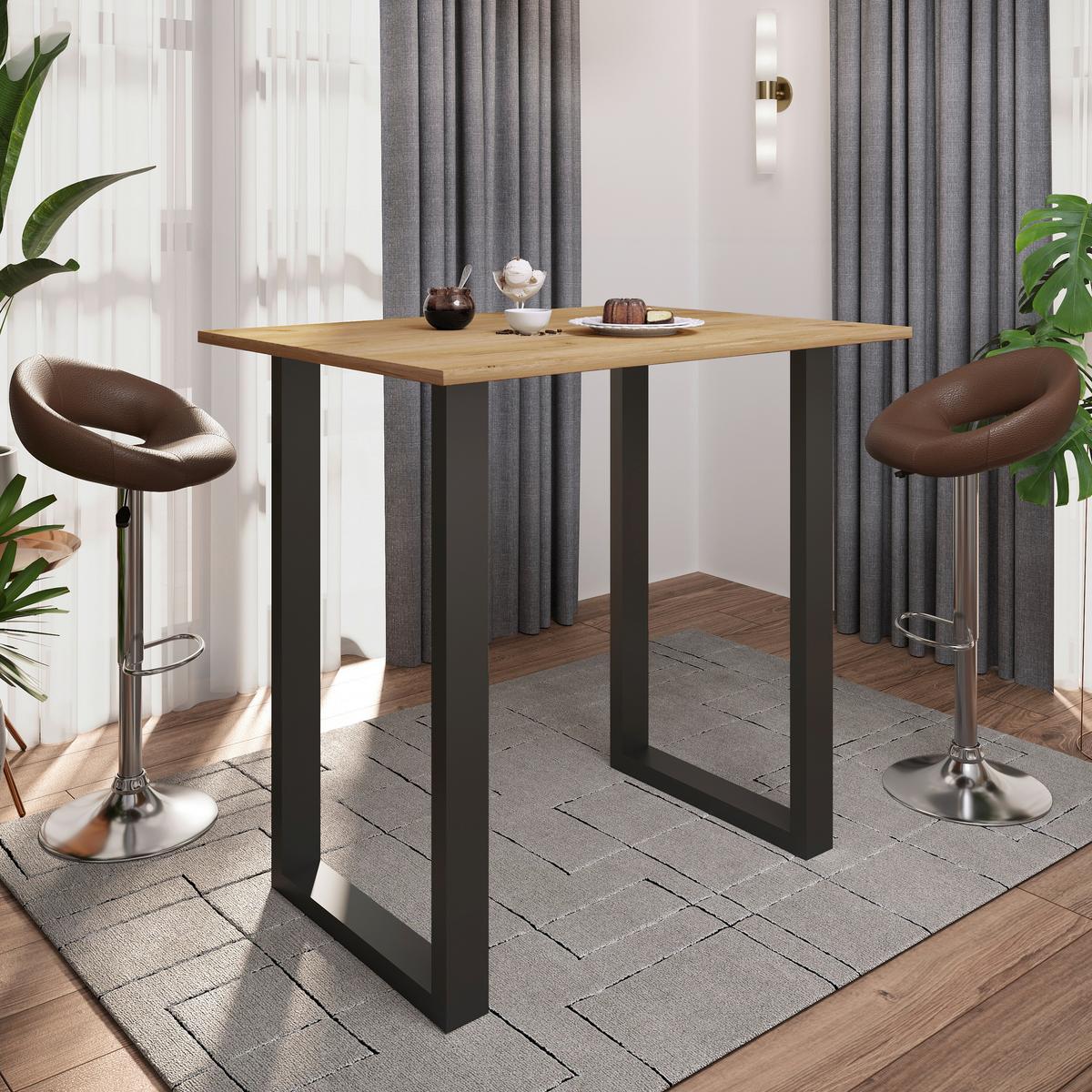 Bartisch XONA Honigeiche/ Schwarz ca.110x102x80cm - Honigeiche/Schwarz, KONVENTIONELL, Holzwerkstoff/Metall (110/80/102cm)