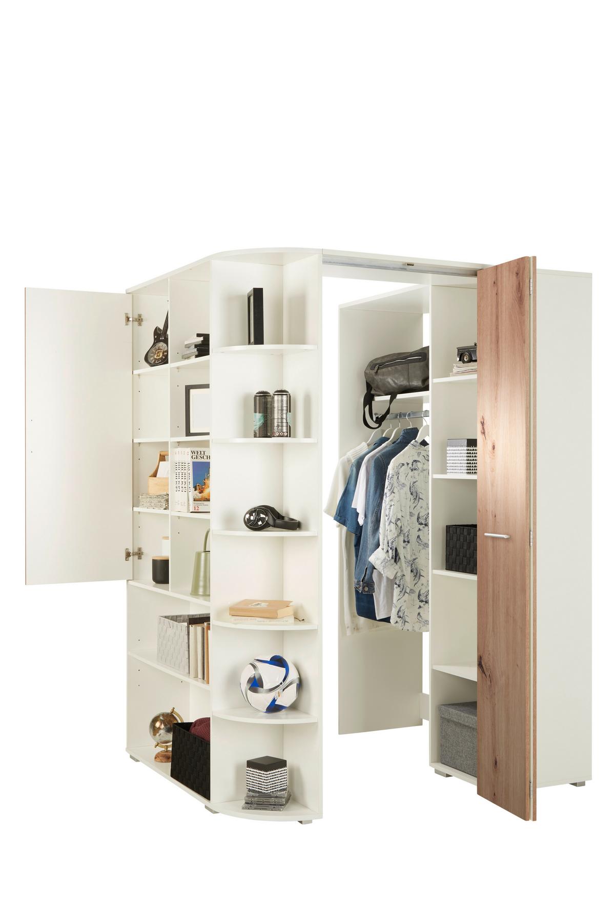 Ormar Kutni Young - bijela/hrast Artisan, Konvencionalno, drvni materijal/plastika (124/198/148cm) - Modern Living