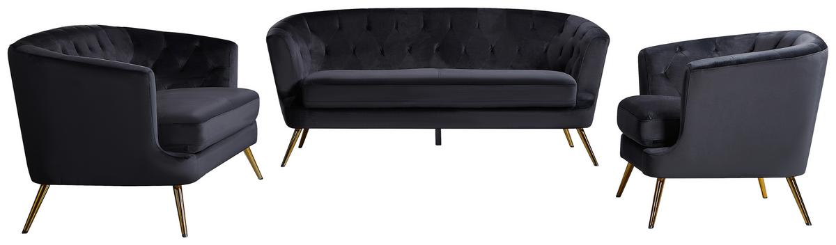 Trosed Lita, Črna - zlate barve/črna, Moderno, kovina/tekstil (183/78/83cm) - Ti'me