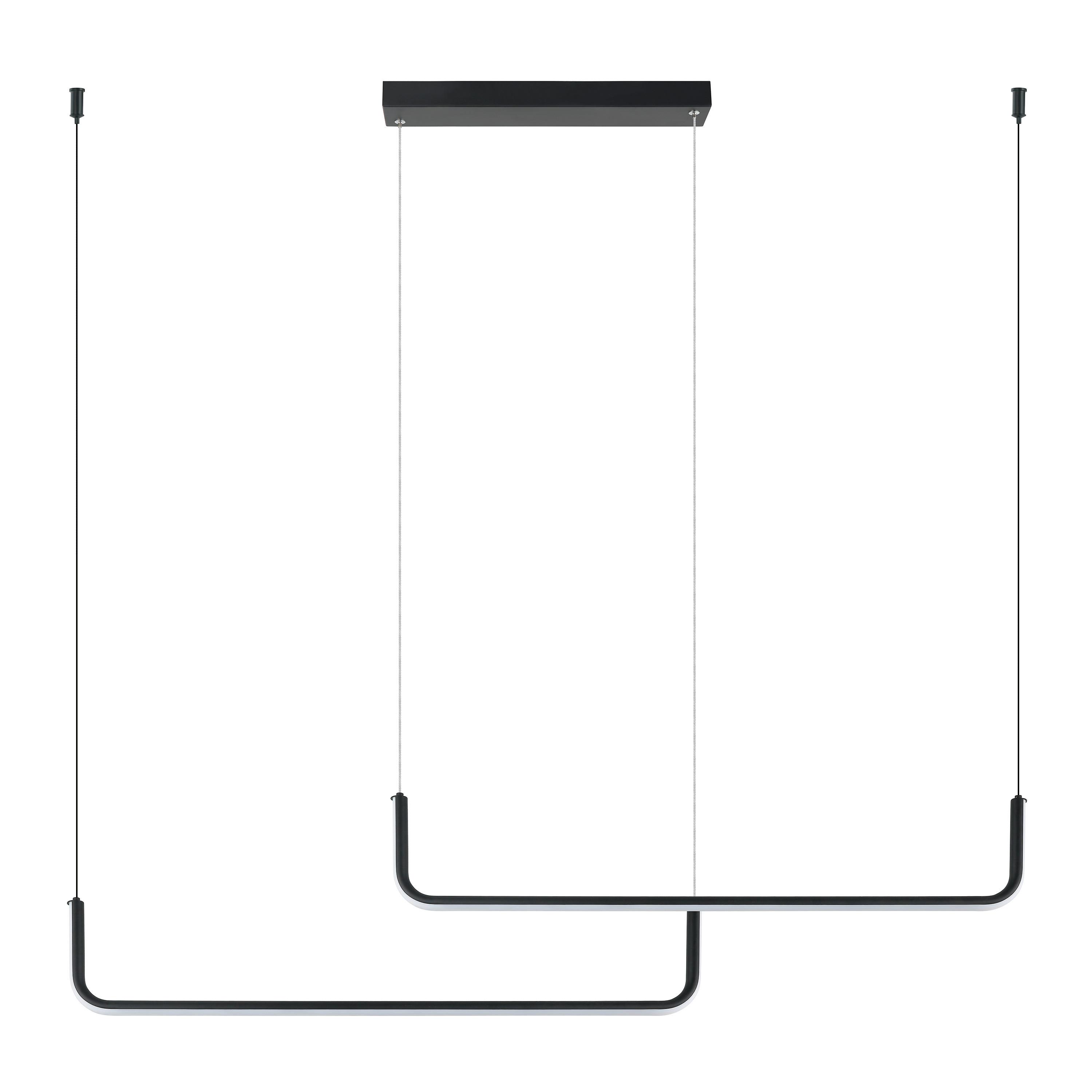 Hängeleuchte Lp-1015/2p Basic - Schwarz, Design, Metall (120/42/180cm)