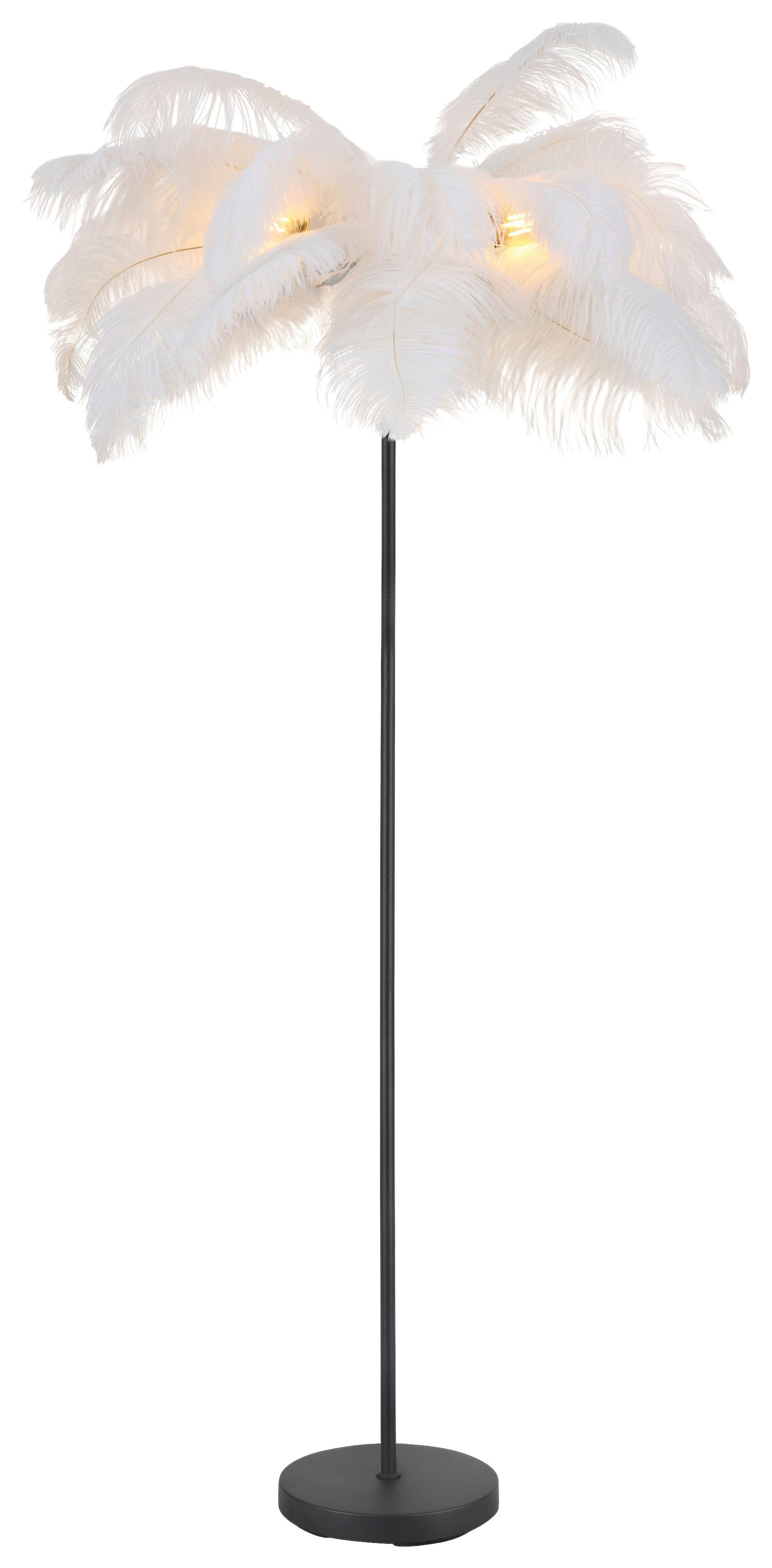 STEHLEUCHTE FEDI - Schwarz/Weiß, MODERN, Textil/Metall (55/160cm)