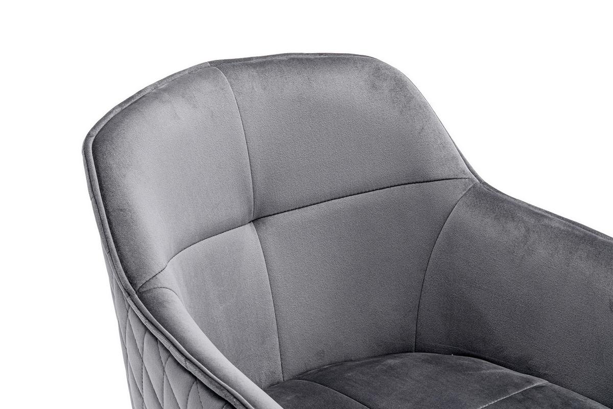 Naslanjač Samt, Siva, Vrtljiv - siva/črna, Moderno, kovina/tekstil (59/83/60cm) - Livetastic