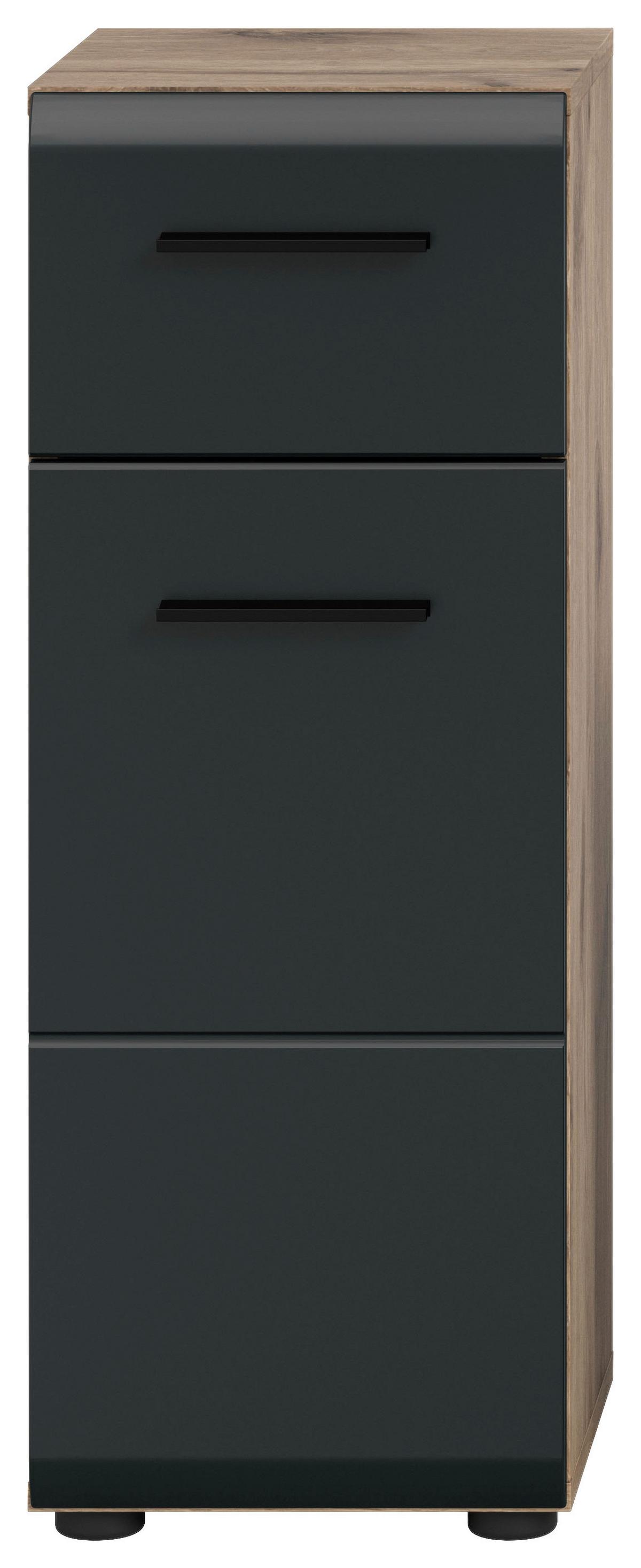 MIDISCHRANK ICE - Eiche dunkel/Schwarz, Basics, Holzwerkstoff/Kunststoff (30/80/30cm) - MID.YOU