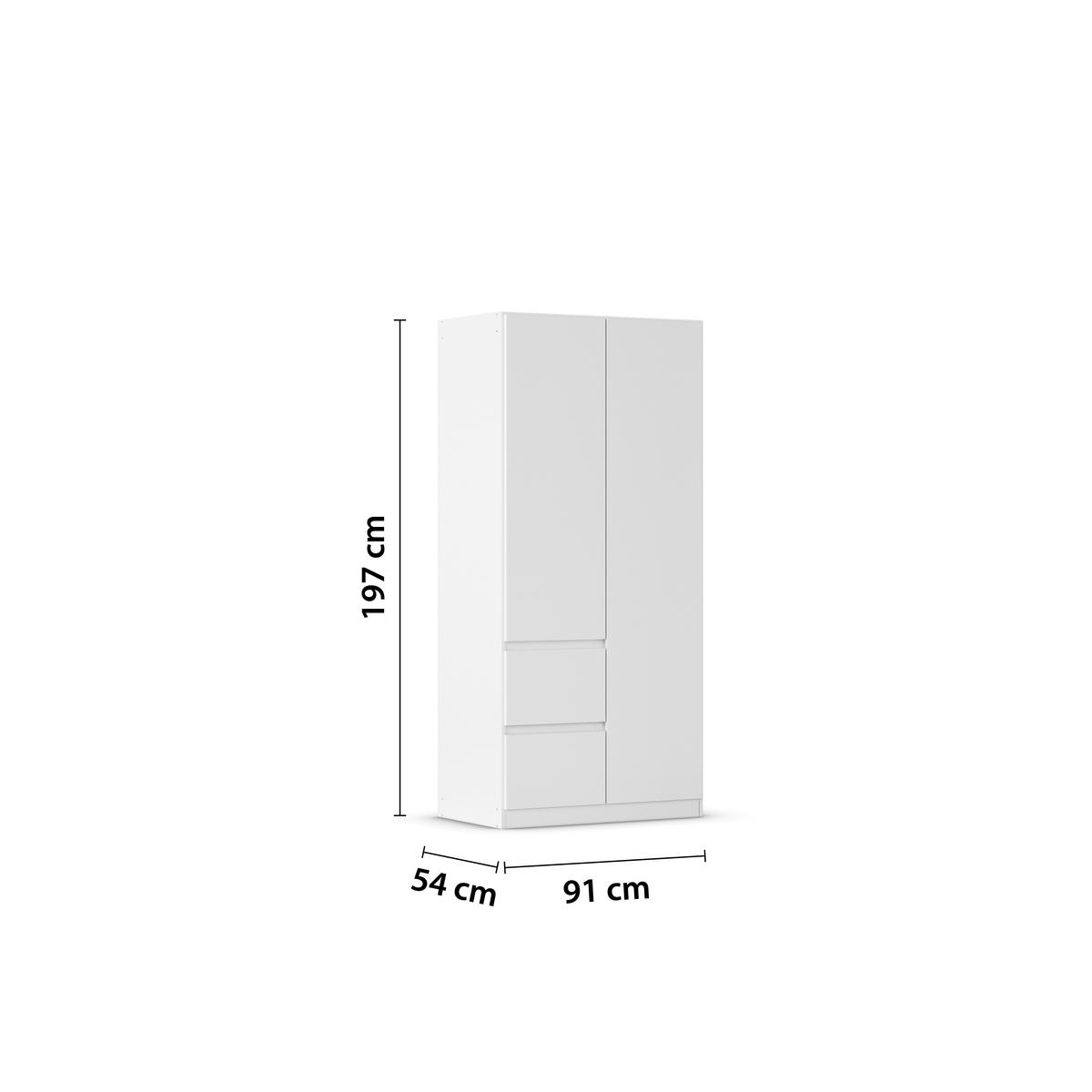 DULAP USI ROTATIVE NIDDA - alb, Basics, material pe bază de lemn (91/197/54cm) - Modern Living
