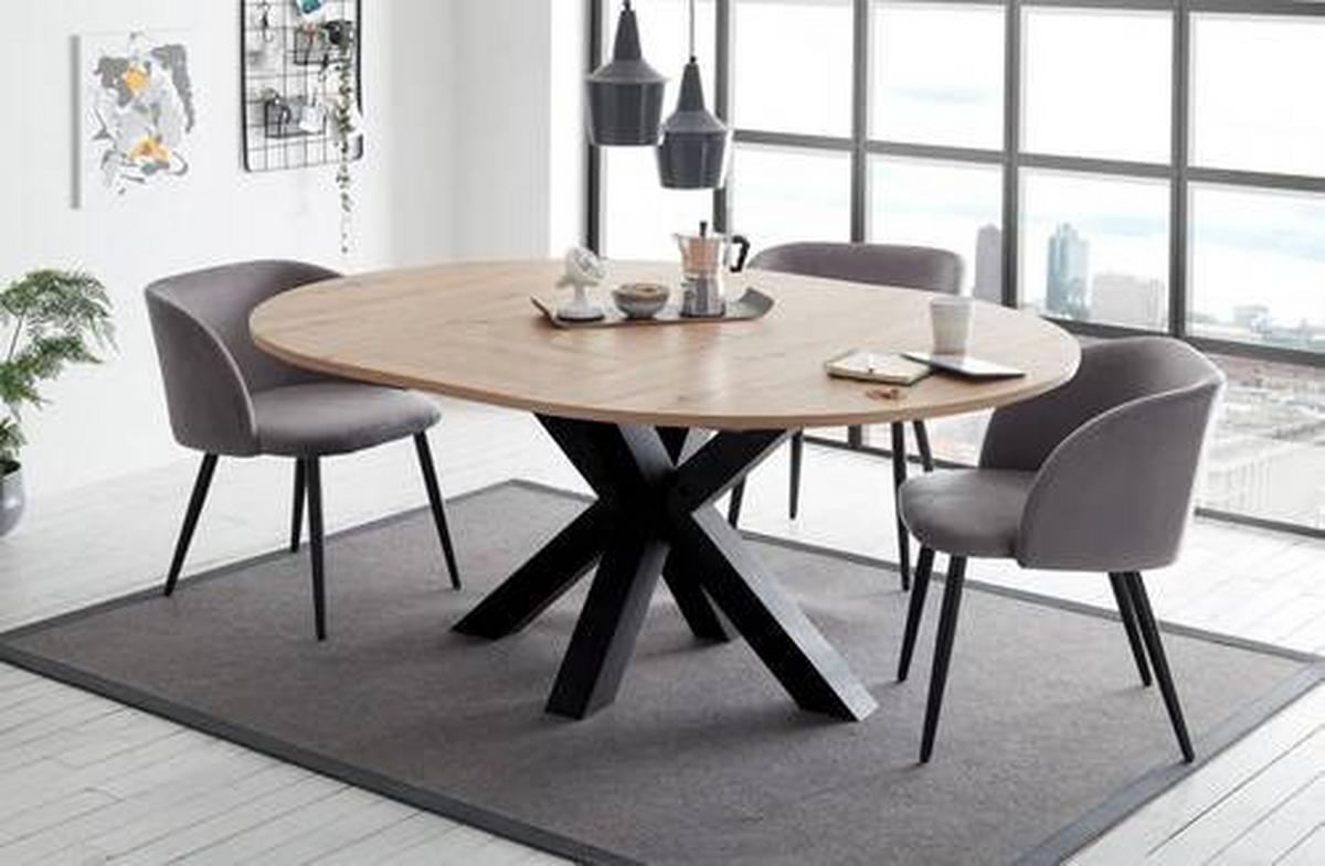 Ausziehtisch in Schwarz/Artisan Eiche - Schwarz/Eiche Artisan, MODERN, Holzwerkstoff (130-170/130/78cm) - ecoTree