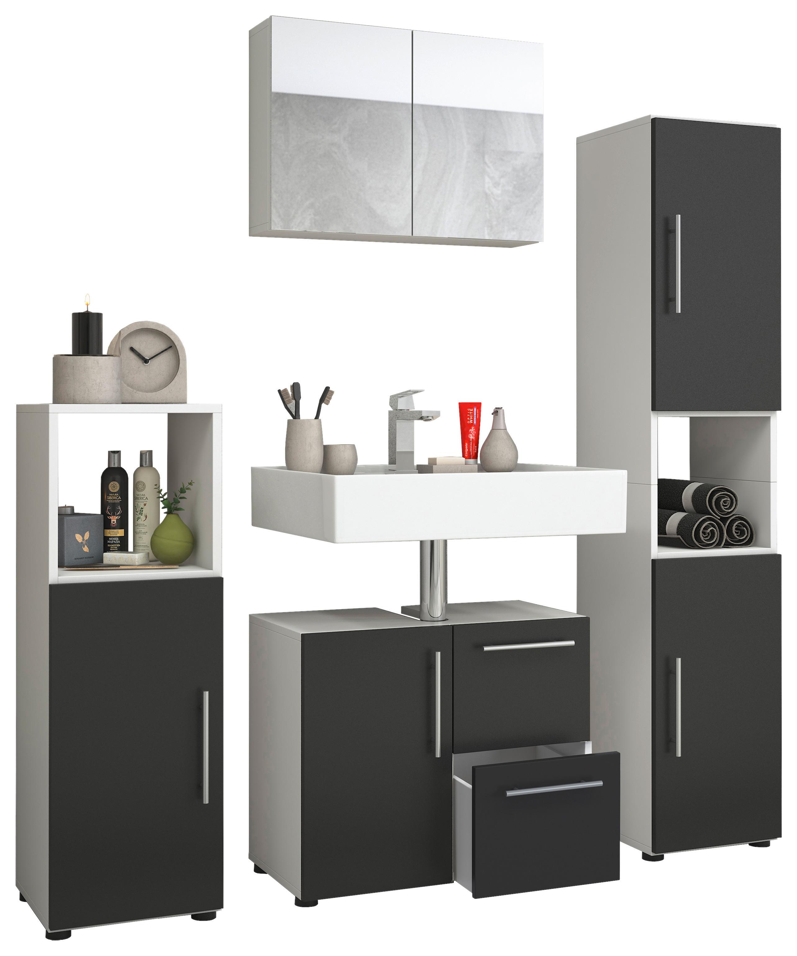 Badezimmer Flandu ca. 120 cm Weiß/Schwarz - Schwarz/Weiß, KONVENTIONELL, Holzwerkstoff (120cm) - MID.YOU