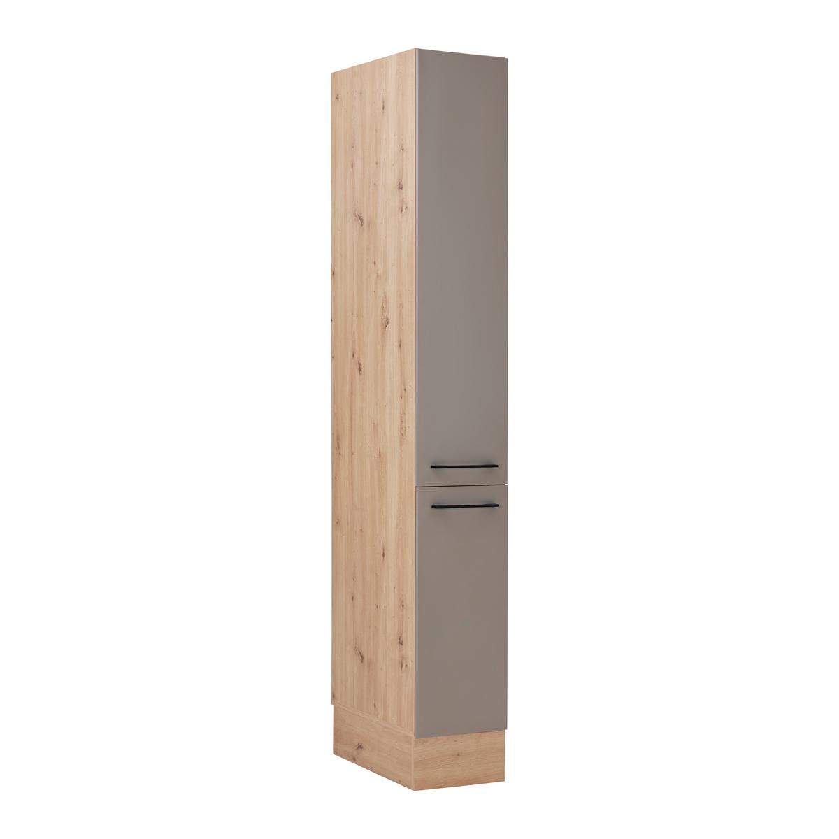 Apothekerschrank LINZ in Cubanit grau - Schwarz/Eiche Artisan, MODERN, Holzwerkstoff/Metall (30/211/57cm)