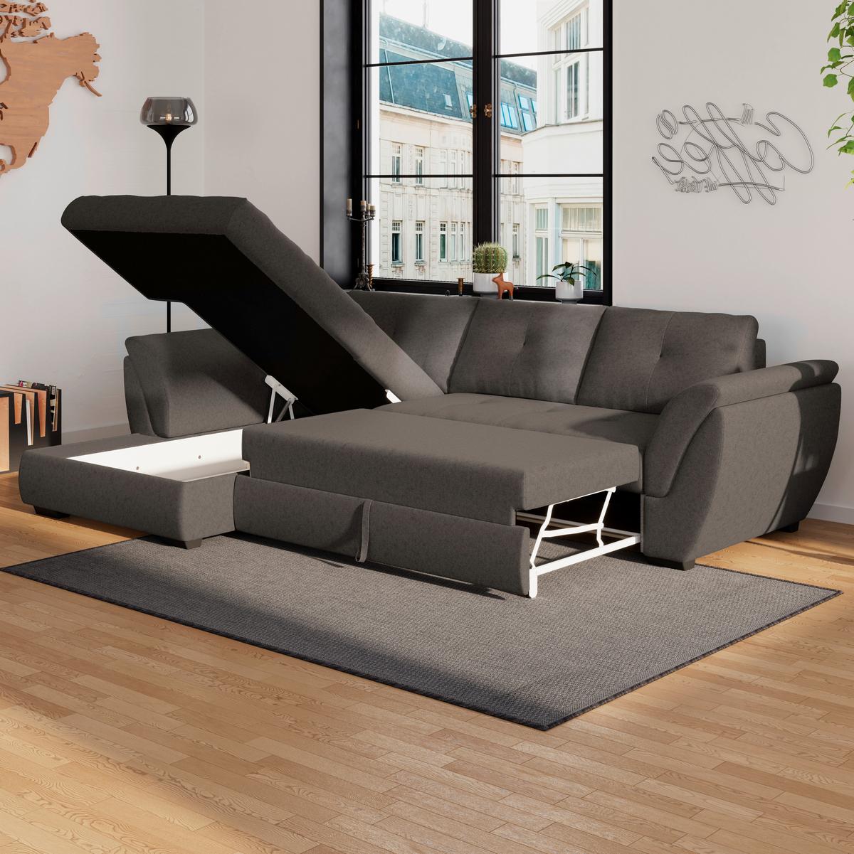 Sedežna Garnitura Berisso, Z Ležiščem In Predalom - rjava, Design (187/278cm) - Mömax