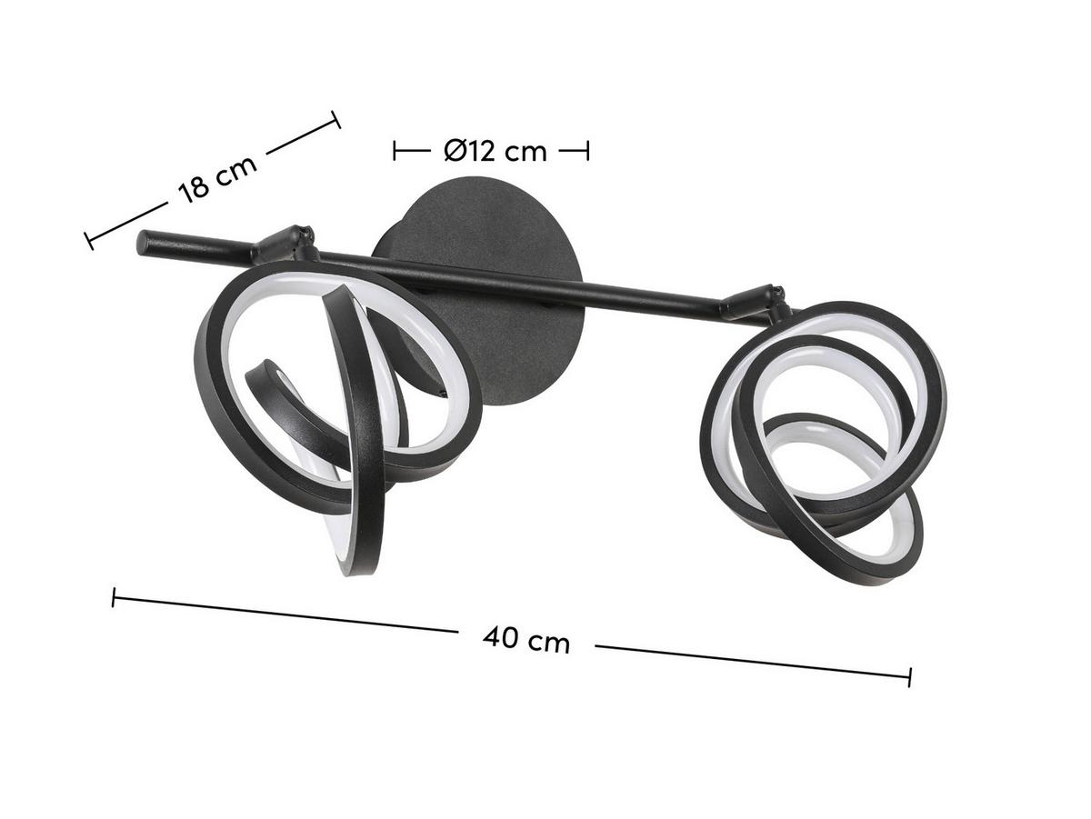 Led-reflektor Rundi - črna, Moderno, kovina/umetna masa (40/18/18cm) - Modern Living