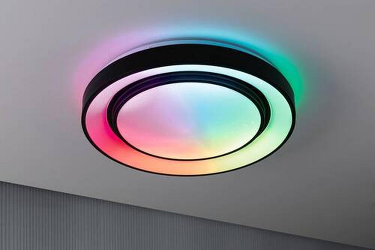 Deckenleuchte Rainbow in Schwarz/Weiß max. 38,5 Watt - Schwarz/Weiß, Design, Kunststoff/Metall (47,5/7cm) - Paulmann