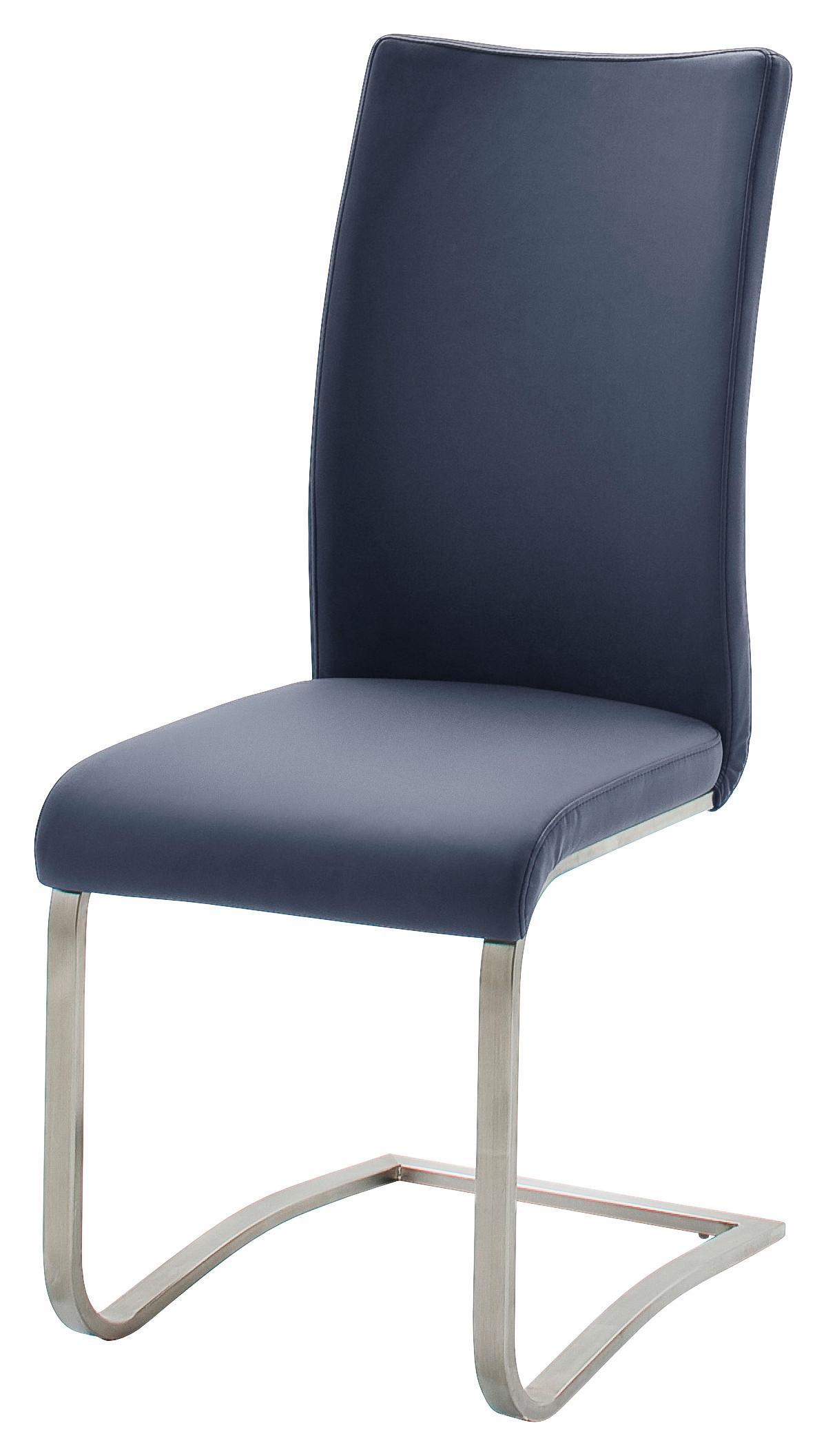 KRZESŁO NA PŁOZIE ARCO - ciemnoniebieski/kolor stalowy, Design, skóra/metal (43/103/53cm) - Livetastic