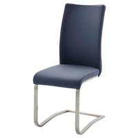 KRZESŁO NA PŁOZIE ARCO - ciemnoniebieski/kolor stalowy, Design, skóra/metal (43/103/53cm) - Livetastic