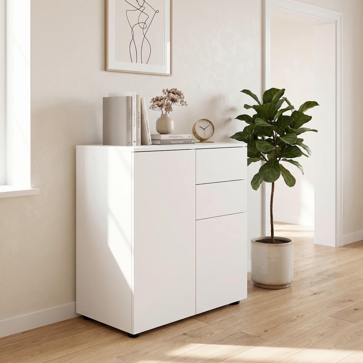 Kommode DALOSA Weiß ca. 70x77x39 cm - Anthrazit/Weiß, MODERN, Holzwerkstoff/Kunststoff (70/77/39cm) - MID.YOU