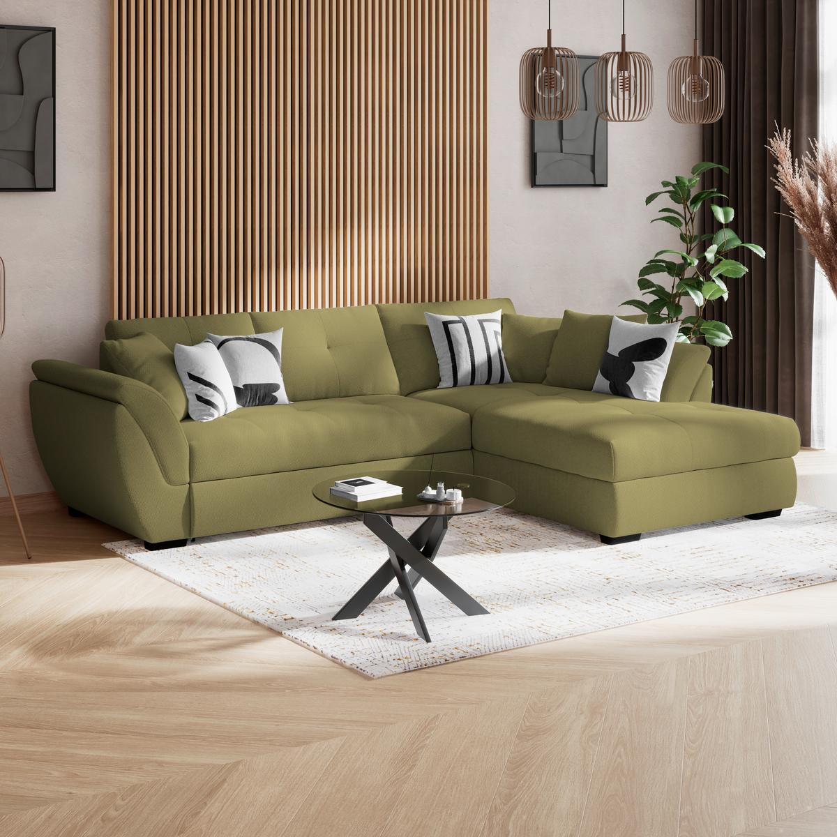 Kutna Garnitura Berisso - zelena/crna, Konvencionalno, tekstil (278/187cm) - Ondega