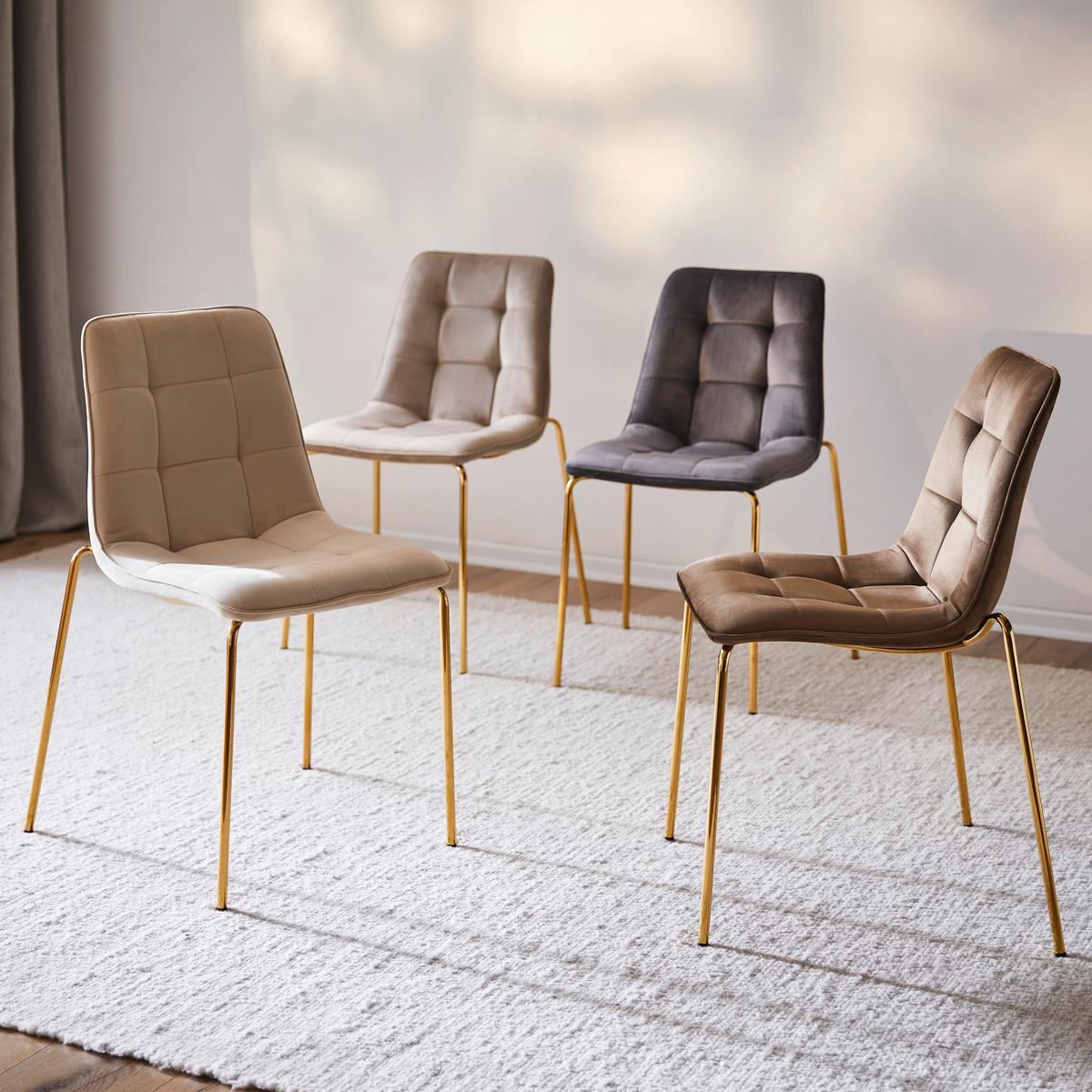 KRZESŁO MEGA - kolor złoty/taupe, Lifestyle, metal/drewno (57/83/60cm) - MID.YOU