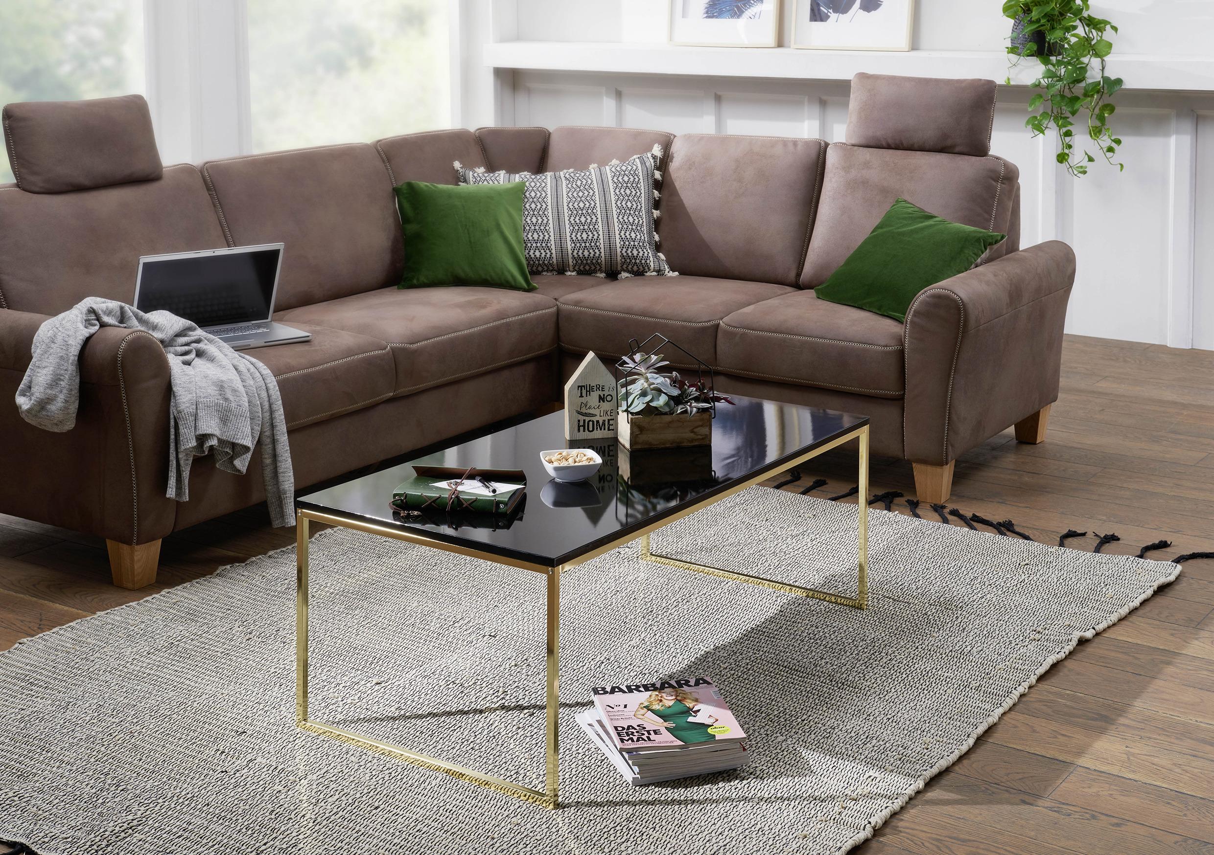 Couchtisch Riva in Schwarz/Gold - Goldfarben/Schwarz, Design, Holzwerkstoff/Metall (120/60/45cm) - MID.YOU