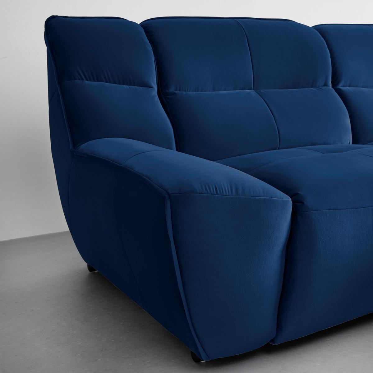 Wohnlandschaft Wega Blau Samtbezug - Blau, Modern, Textil/Metall (220/88/165cm) - Bessagi Home