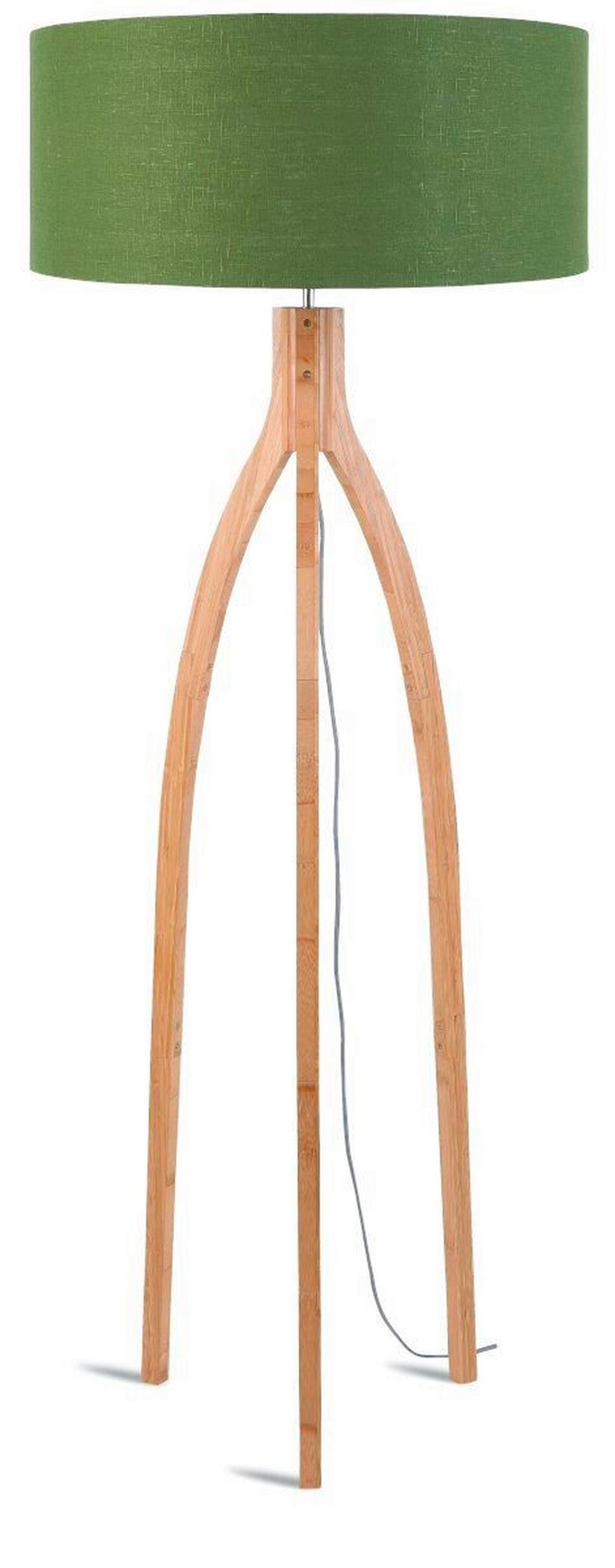 Stoječa Svetilka Anna, Zelena, Bambus - zelena/naravne barve, Trend, tekstil/les (60/160cm) - Good & Mojo