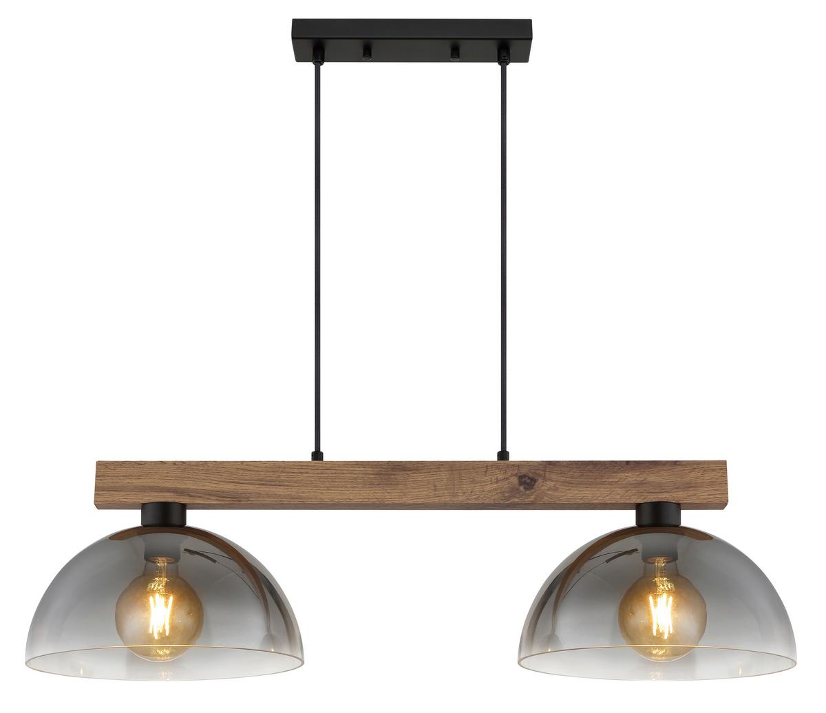 Hängeleuchte 30660246 Romy - Klar/Dunkelbraun, Design, Glas/Holz (85/30/120cm) - Globo