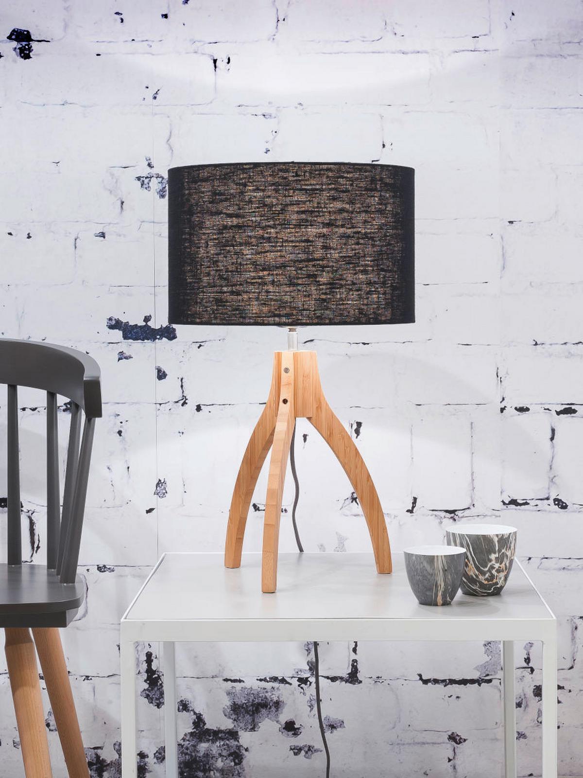 Namizna Svetilka Anna, Črna, Bambus - črna/naravne barve, Trend, tekstil/les (36/54cm) - Good & Mojo