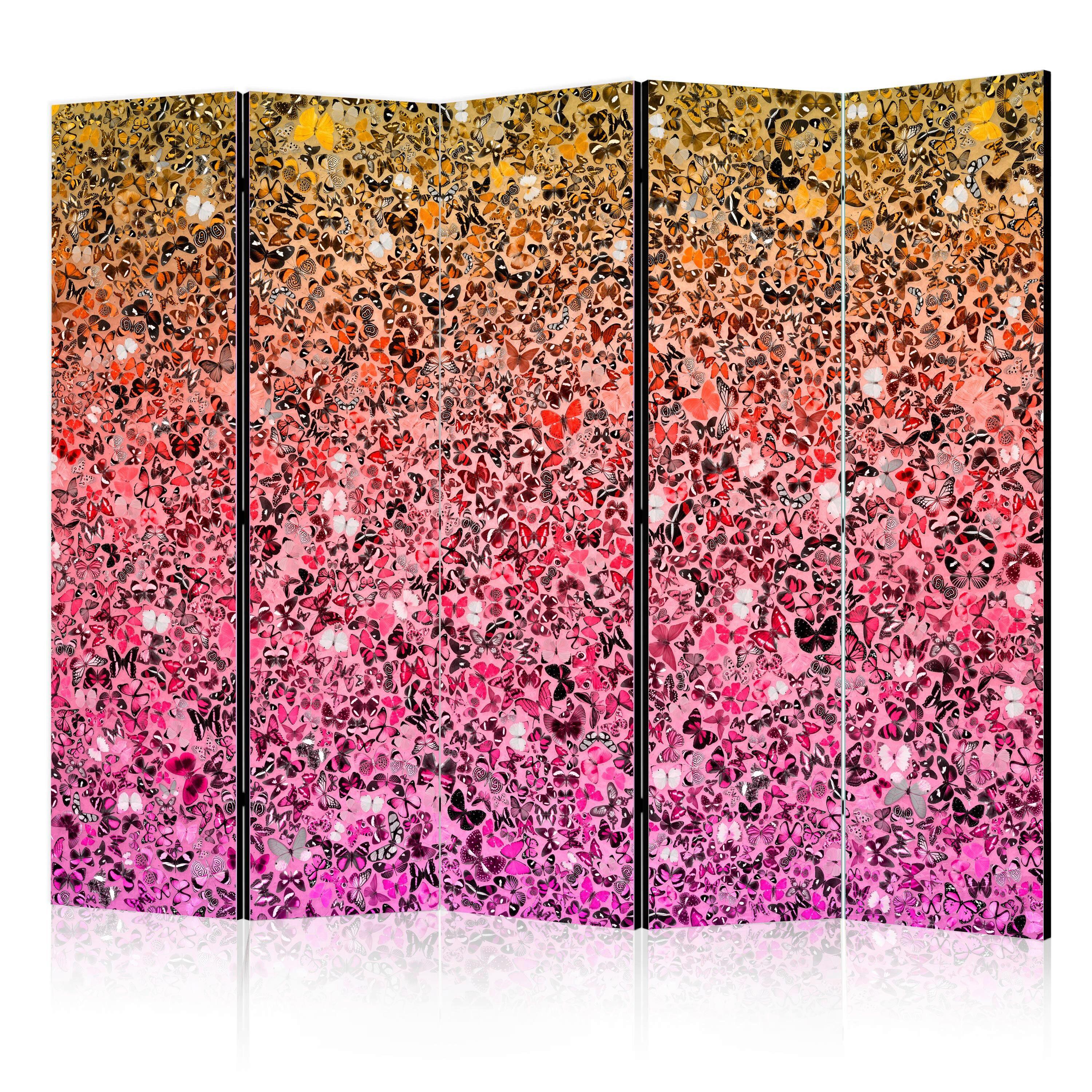 Paravent the Language of Gelb/Pink - Pink/Gelb, Basics, Holz/Textil (225/172/3cm) - artgeist