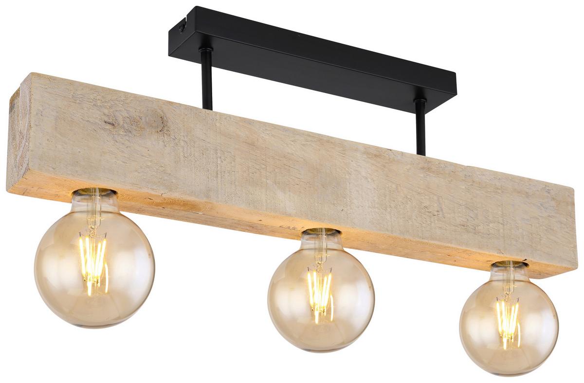 Deckenleuchte Adalie max. 60 Watt - Dunkelbraun/Schwarz, Natur, Holz/Metall (60/6/19cm) - Globo