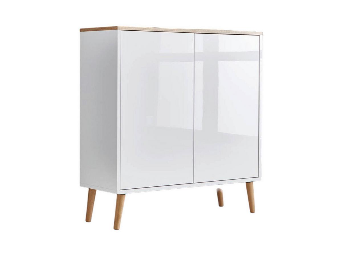 Kommode Mailand Typ 4 Weiß/Eiche - Weiß Hochglanz/Weiß, MODERN, Holz/Holzwerkstoff (79/86/33cm) - MID.YOU