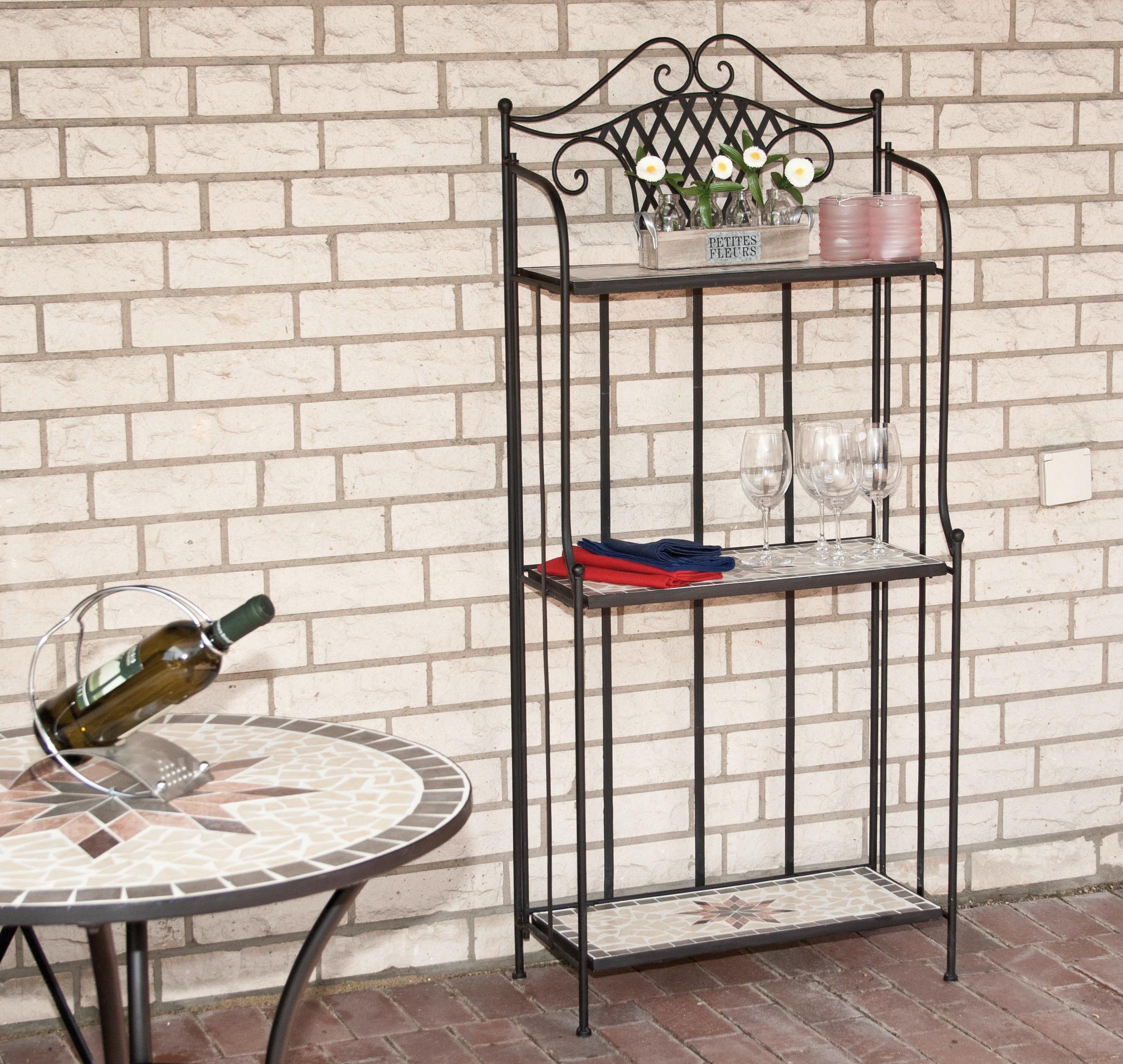 GARTENREGAL 875328 - Multicolor/Schwarz, MODERN, Keramik/Metall (62/142/29cm) - Siena Garden