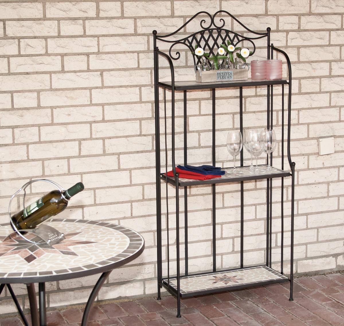 GARTENREGAL 875328 - Multicolor/Schwarz, MODERN, Keramik/Metall (62/142/29cm) - Siena Garden